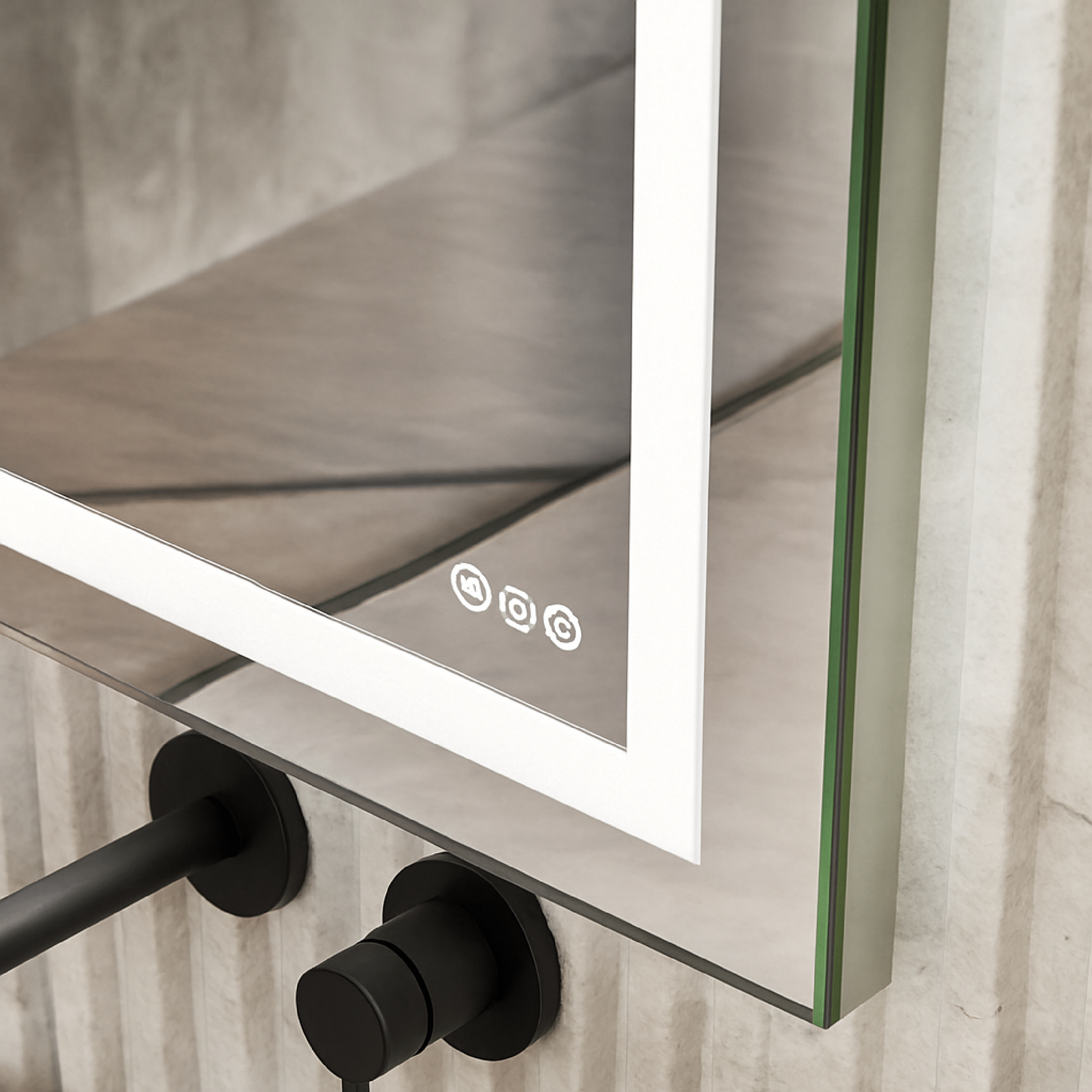 Specchio Rettangolare Illuminazione Frontale 60x80 Reversibile Con Tasto AntiFog "Etera"