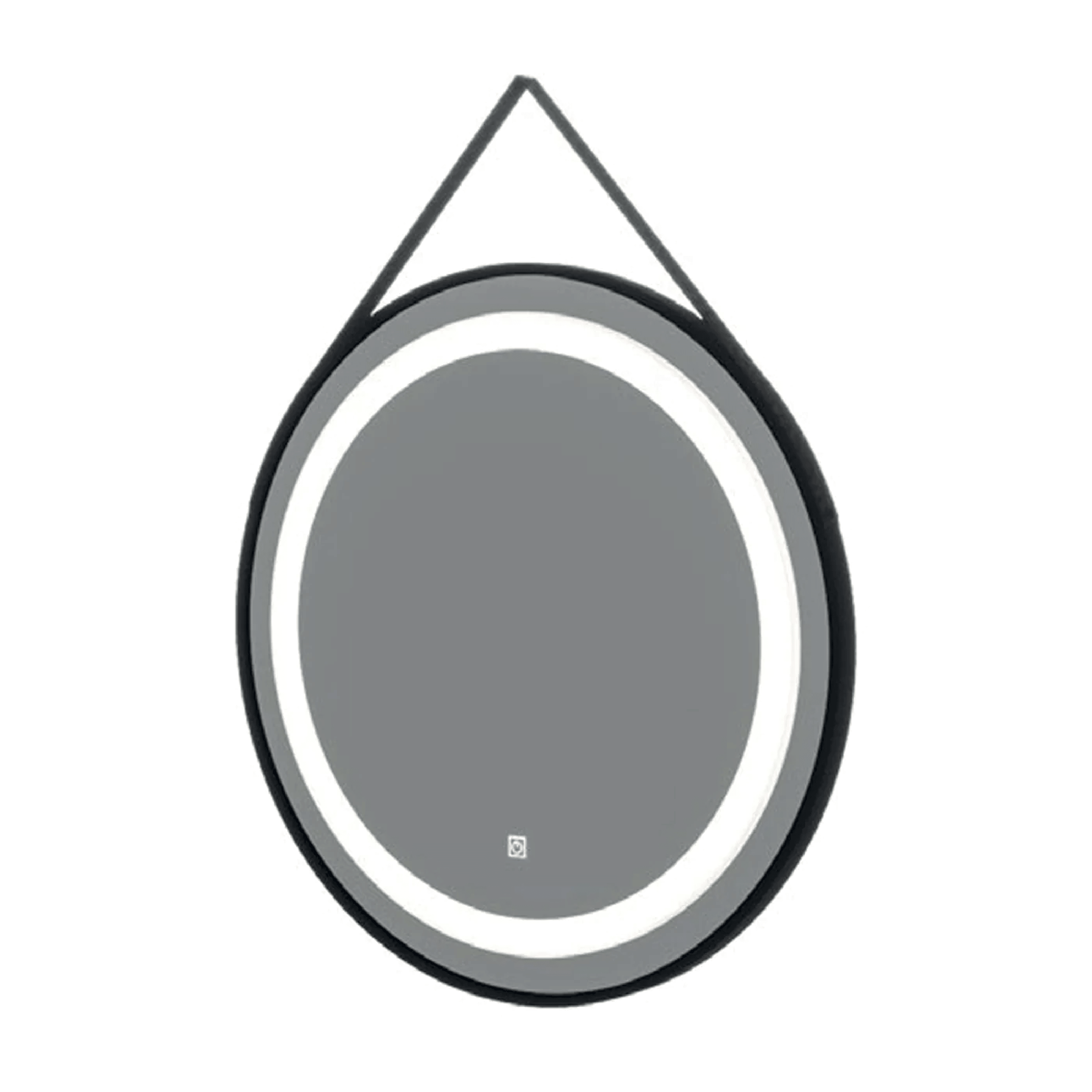 Specchio Tondo Diametro 60 Con Cornice In Pelle Interruttore a Sensore Savini Due