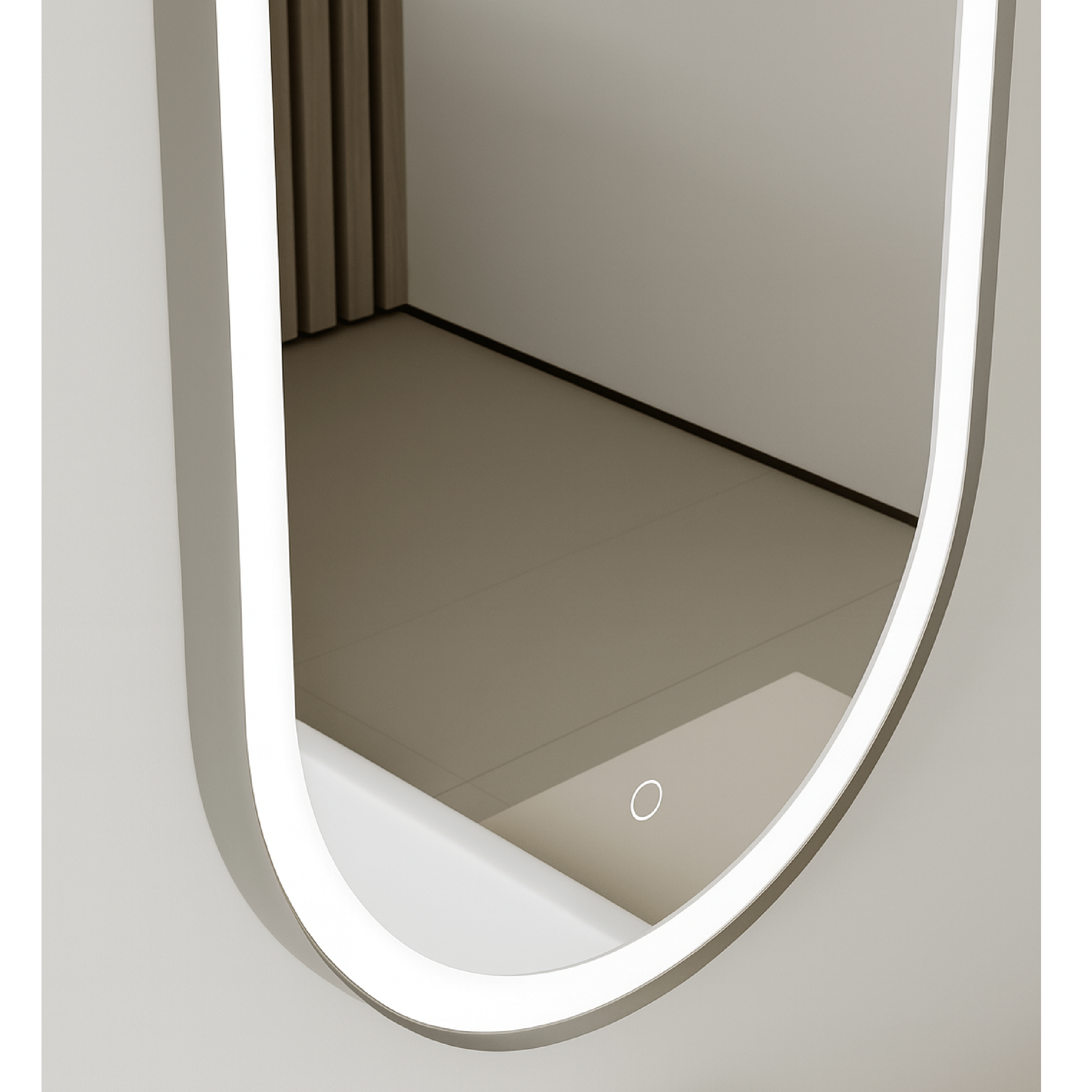 Specchio Ovale Illuminazione Frontale 40x80 Con Cornice Spazzolato AntiFog "Etera"