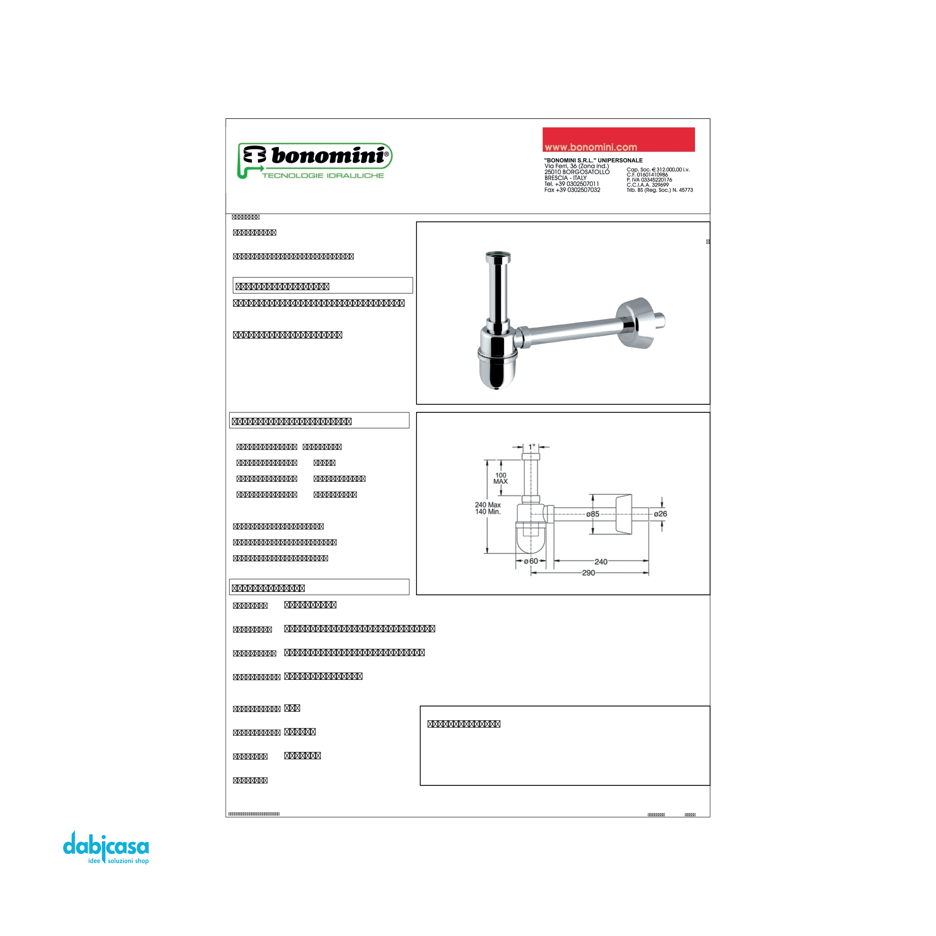 Bonomini "Thermotrap" Sifone a Bottiglia Per Lavabo In Abs/Ottone Finitura Cromo Lucido