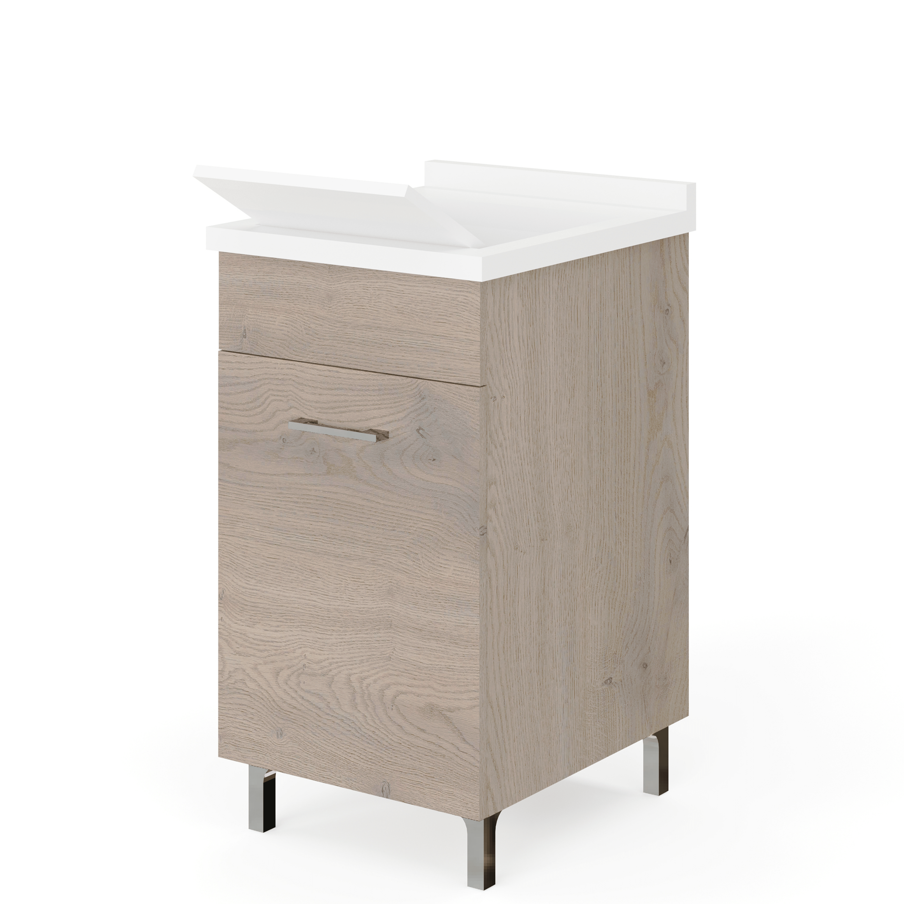 Lavatoio a Terra 45x50 Un'Anta Con Vasca e Tavoletta "Enea" Noce Americano