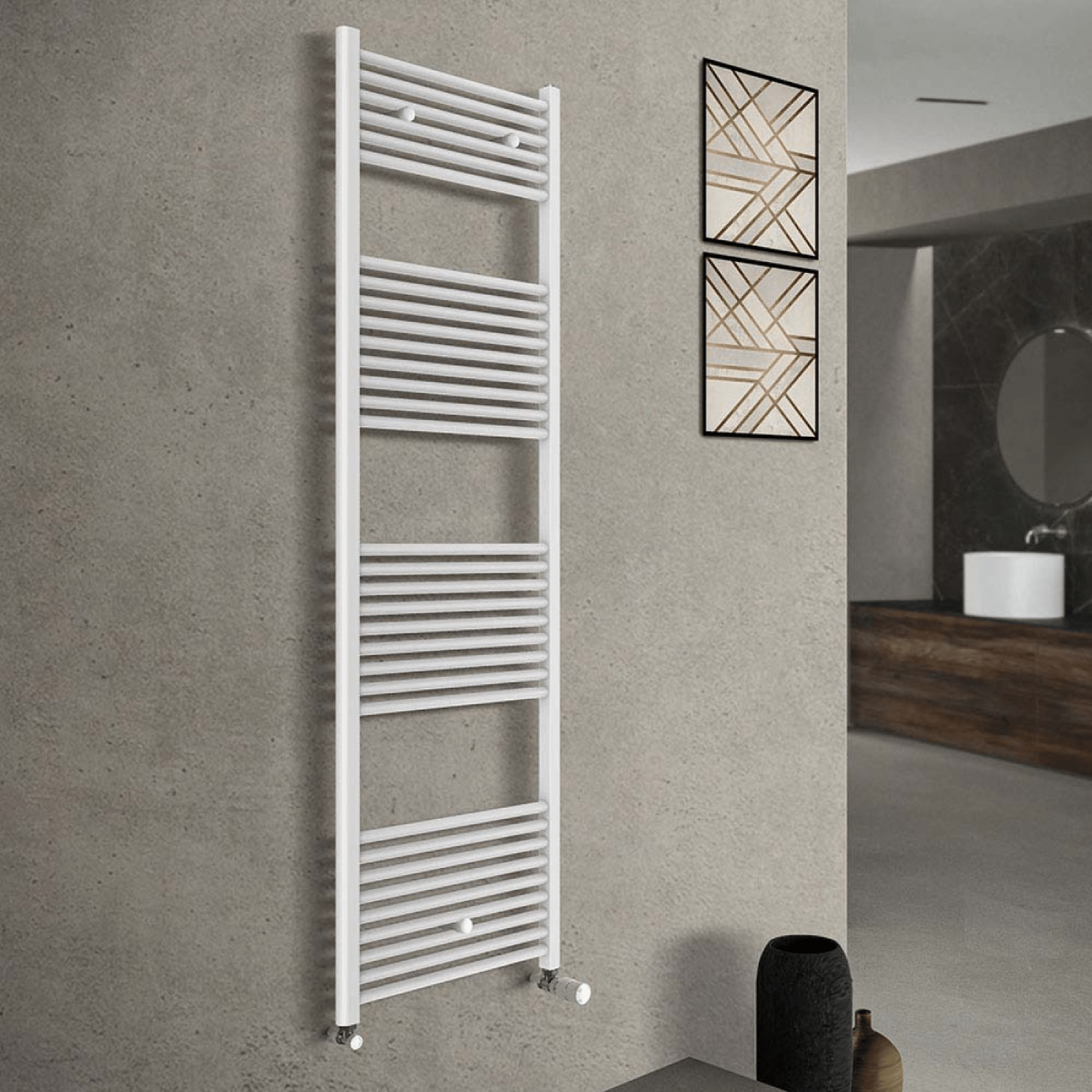 Termoarredo Bagno Dritto 180x60 Interasse 55 Cm Feridras Bianco