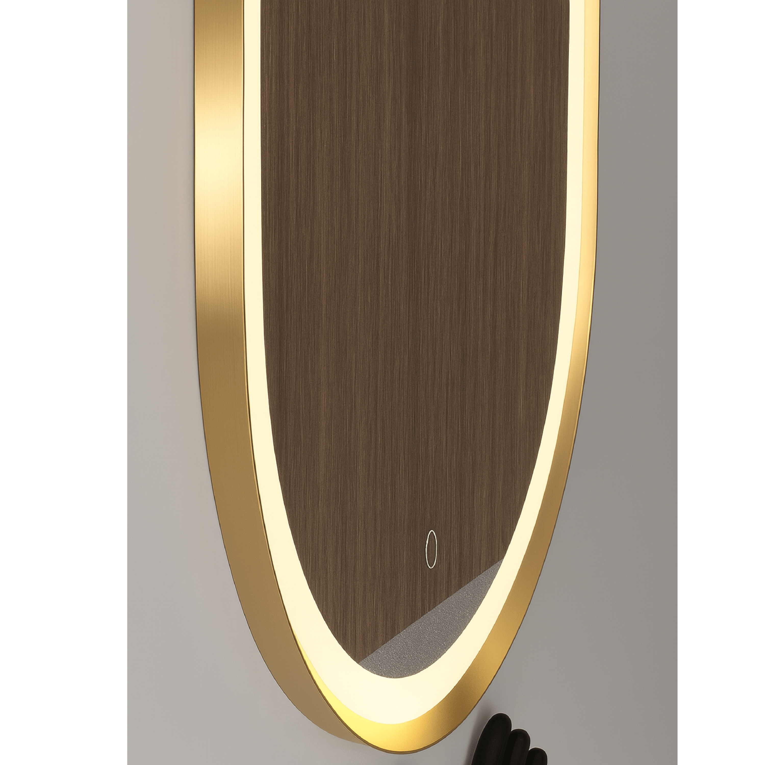 Specchio Ovale Illuminazione Frontale 40x80 Con Cornice Oro Spazzolato e Antifog "Etera"