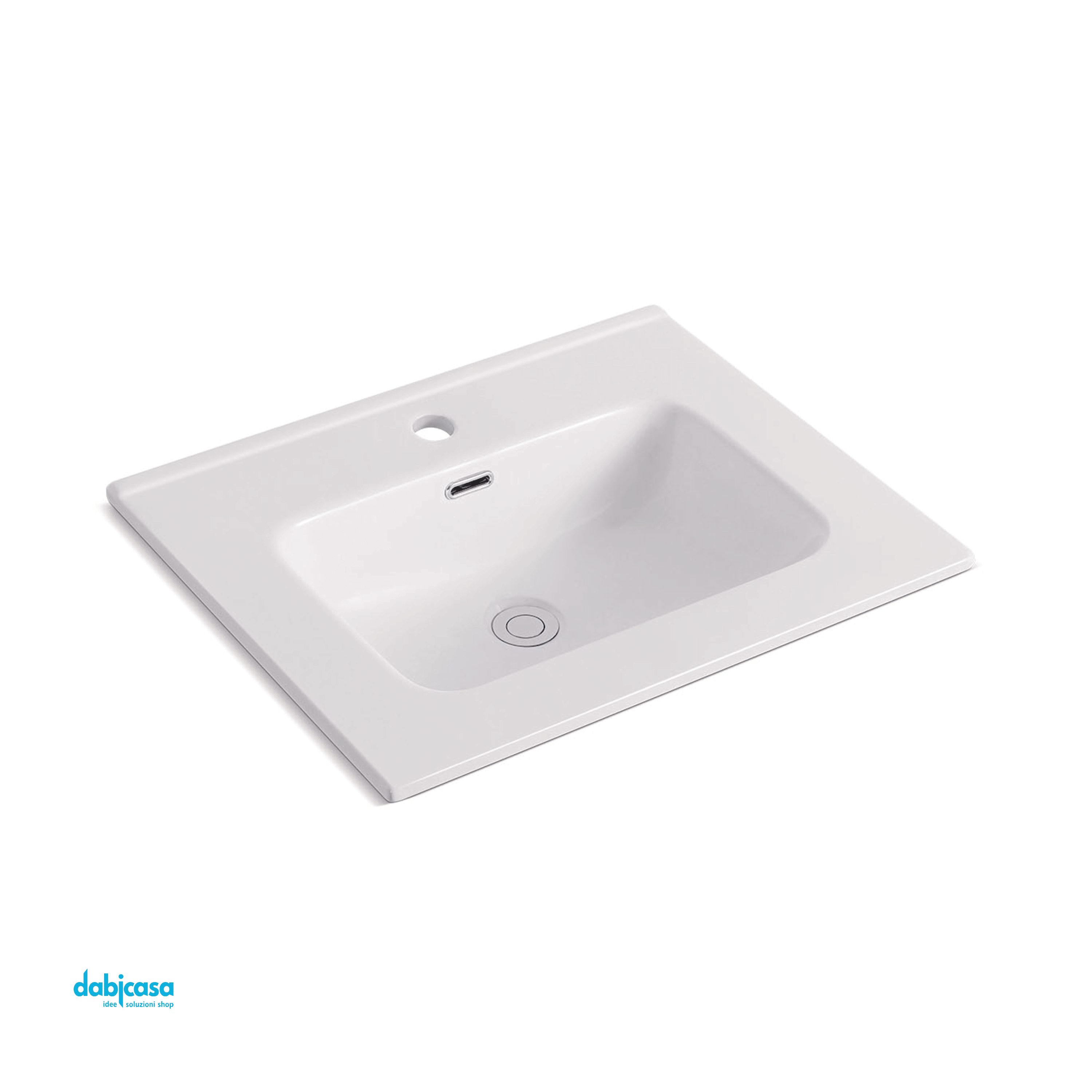 Lavabo Da Incasso "Alba" 61x46 In Ceramica Finitura Bianco Lucido