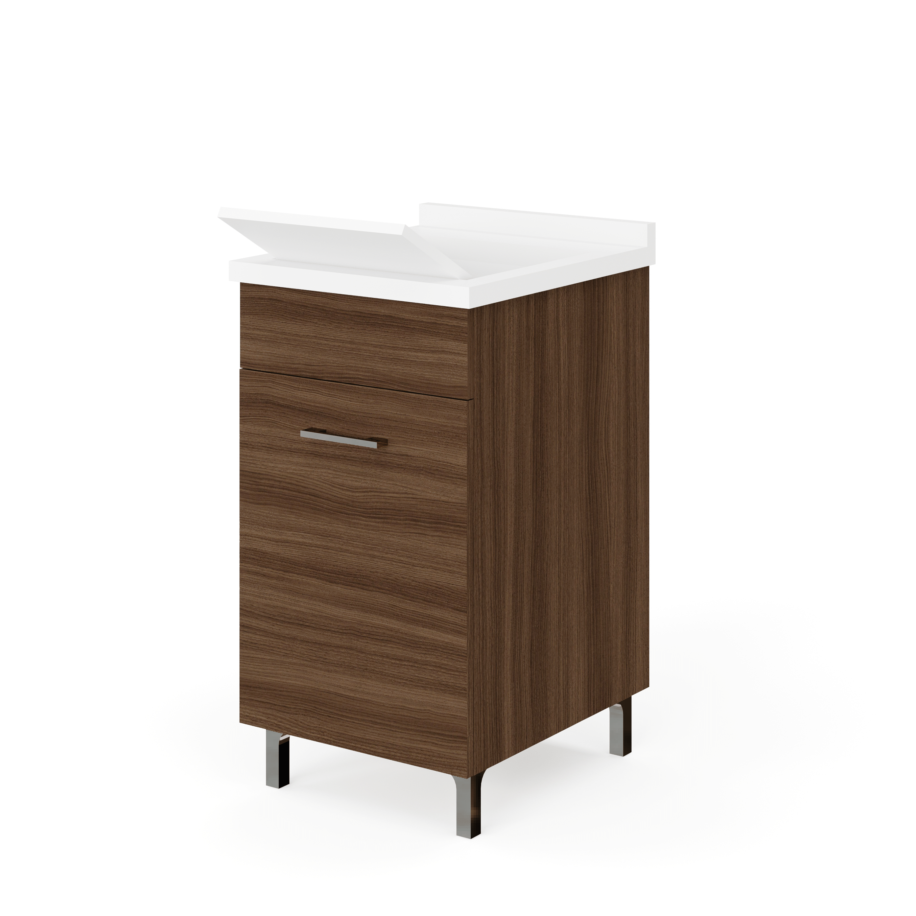 Lavatoio a Terra 45x50 Un'Anta Con Vasca e Tavoletta "Enea" Rovere Moka