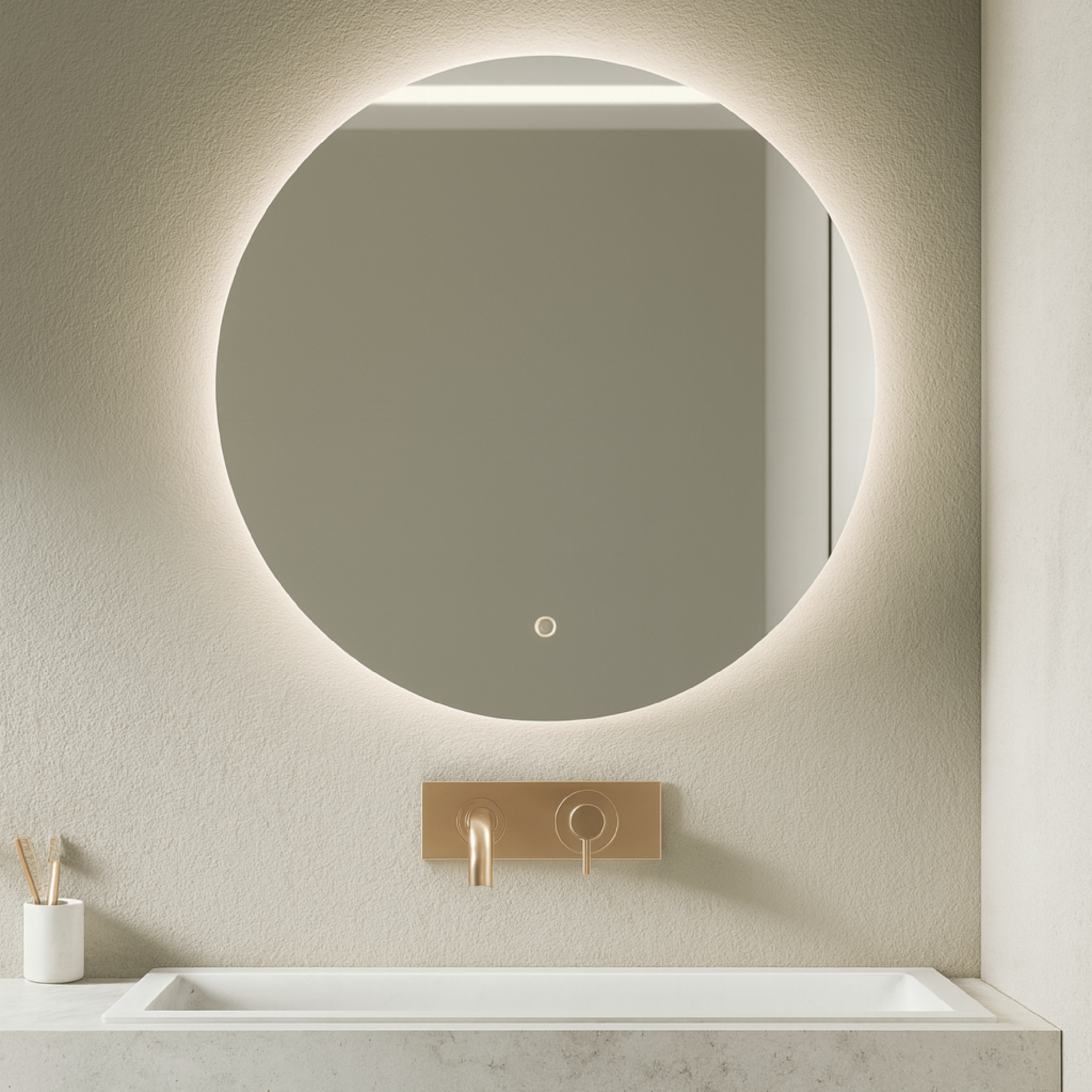 Specchio Tondo Diametro 100 Retroilluminato Con Touch Accensione e Antifog Automatico "Etera"