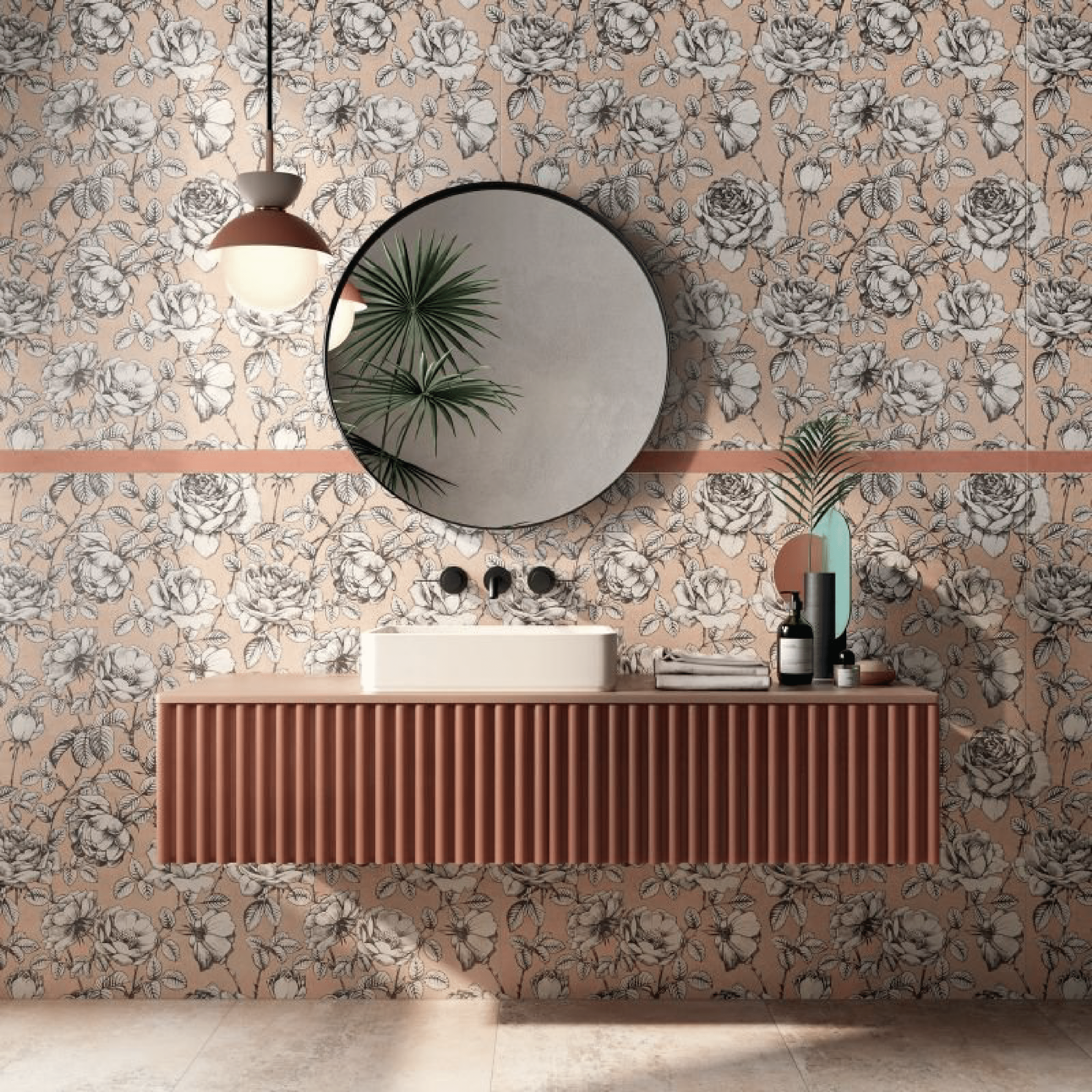 Abk Group Industrie Ceramiche Rettificato 60x120 Cm "Wide&Style Mini" Roses