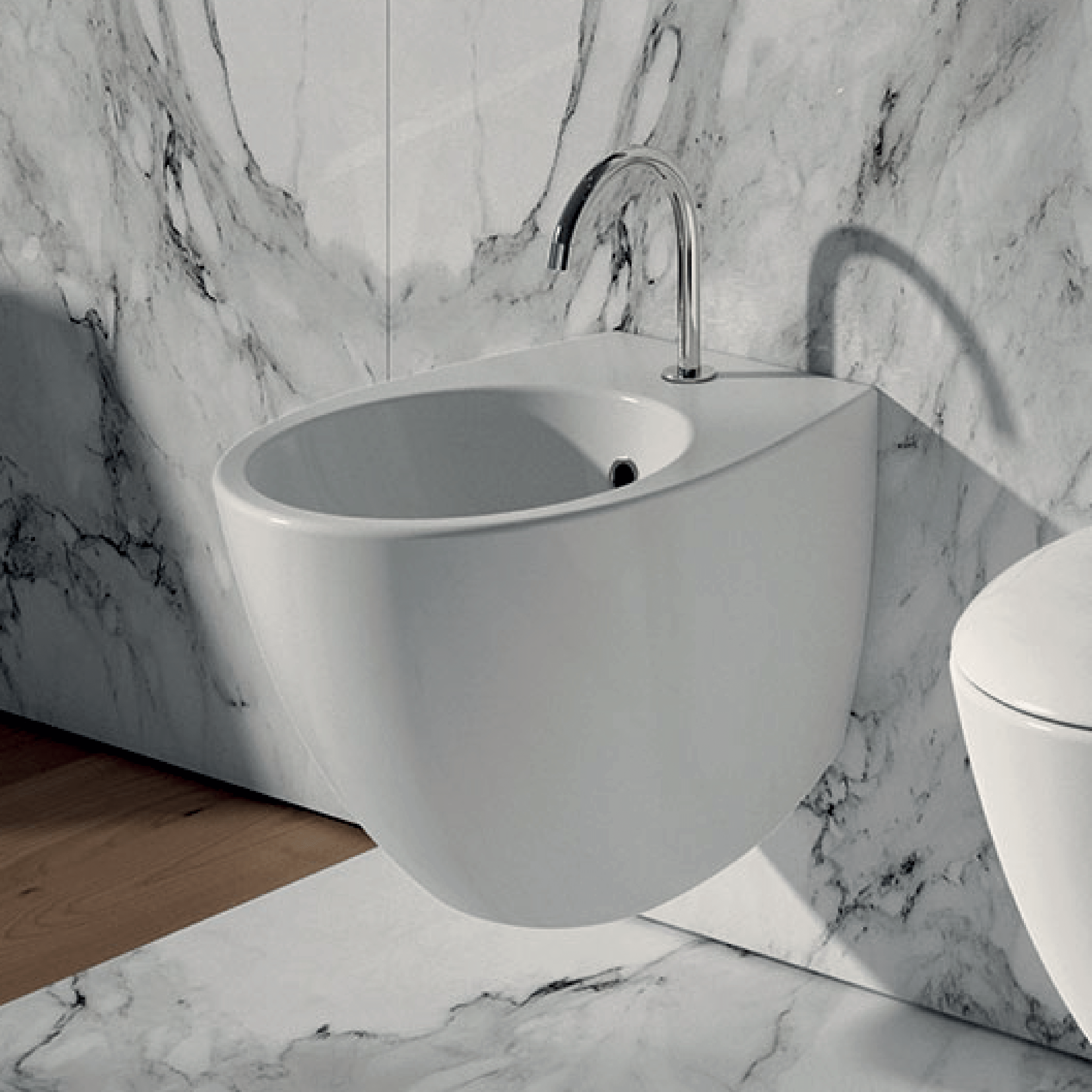 Bidet Sospeso Domus Falerii "Mascalzone" Bianco Lucido