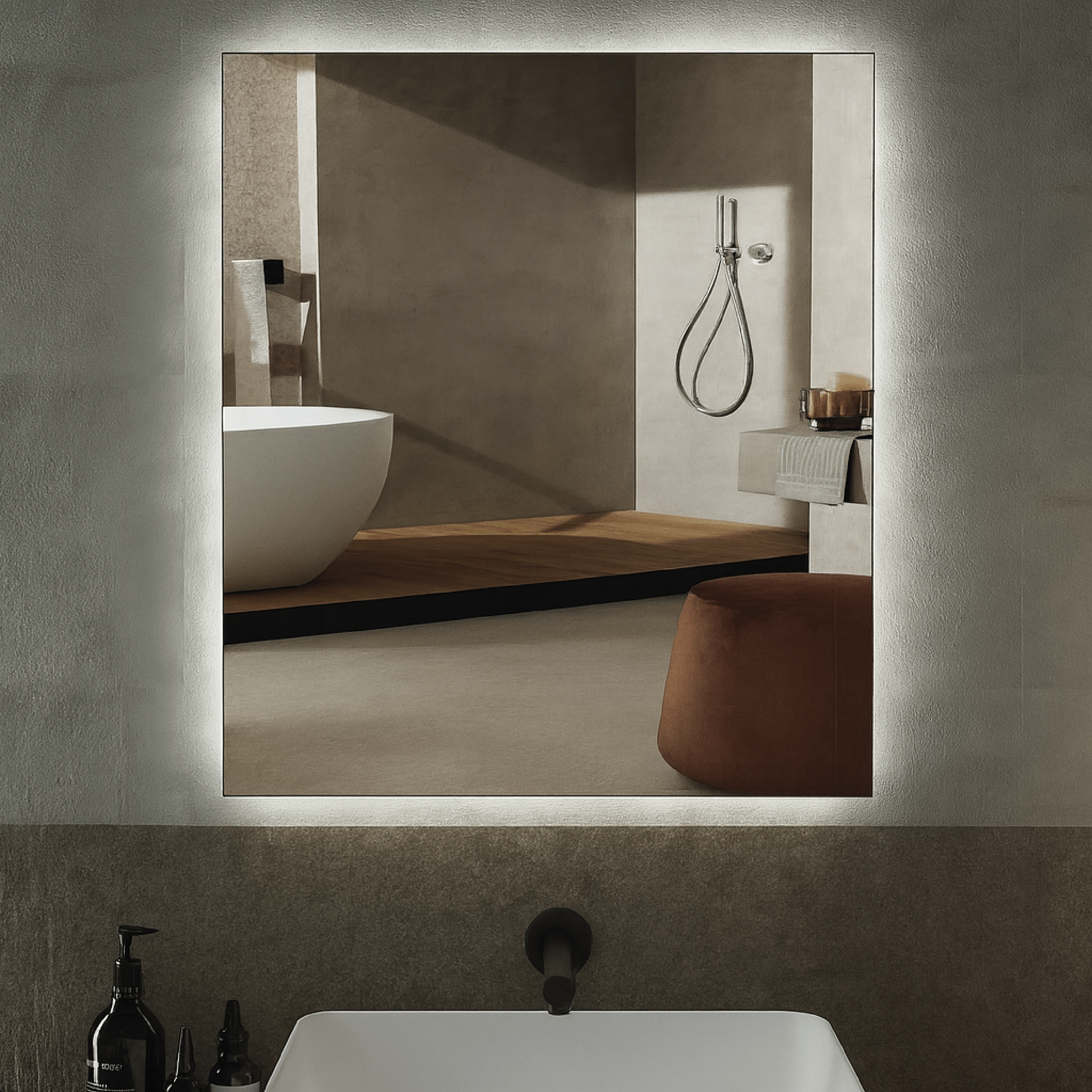 Specchio Rettangolare Retroilluminato 120x70 Reversibile "Ecolux"