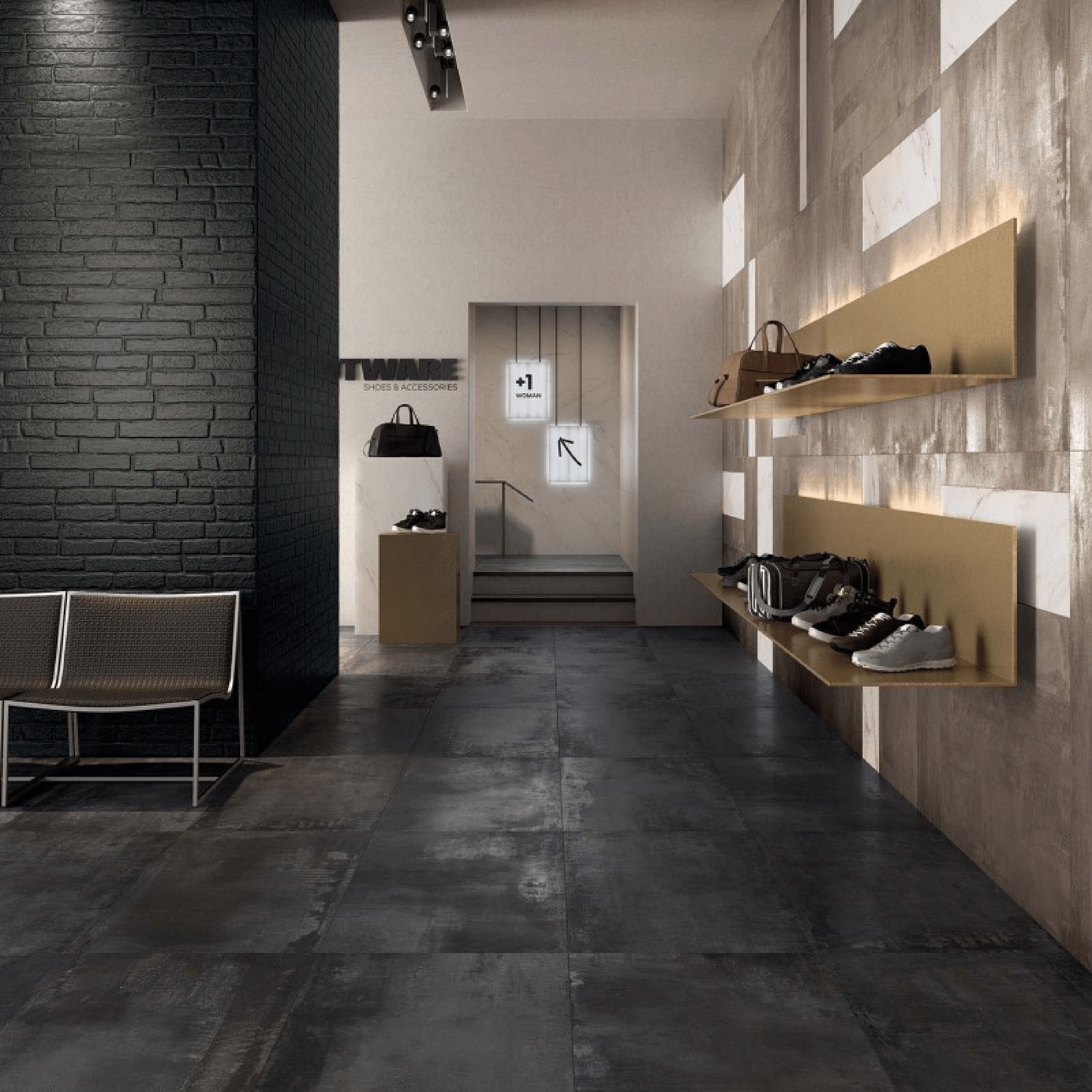 Abk Group Industrie Ceramiche Rettificato 60x120 Cm "Interno 9" Dark