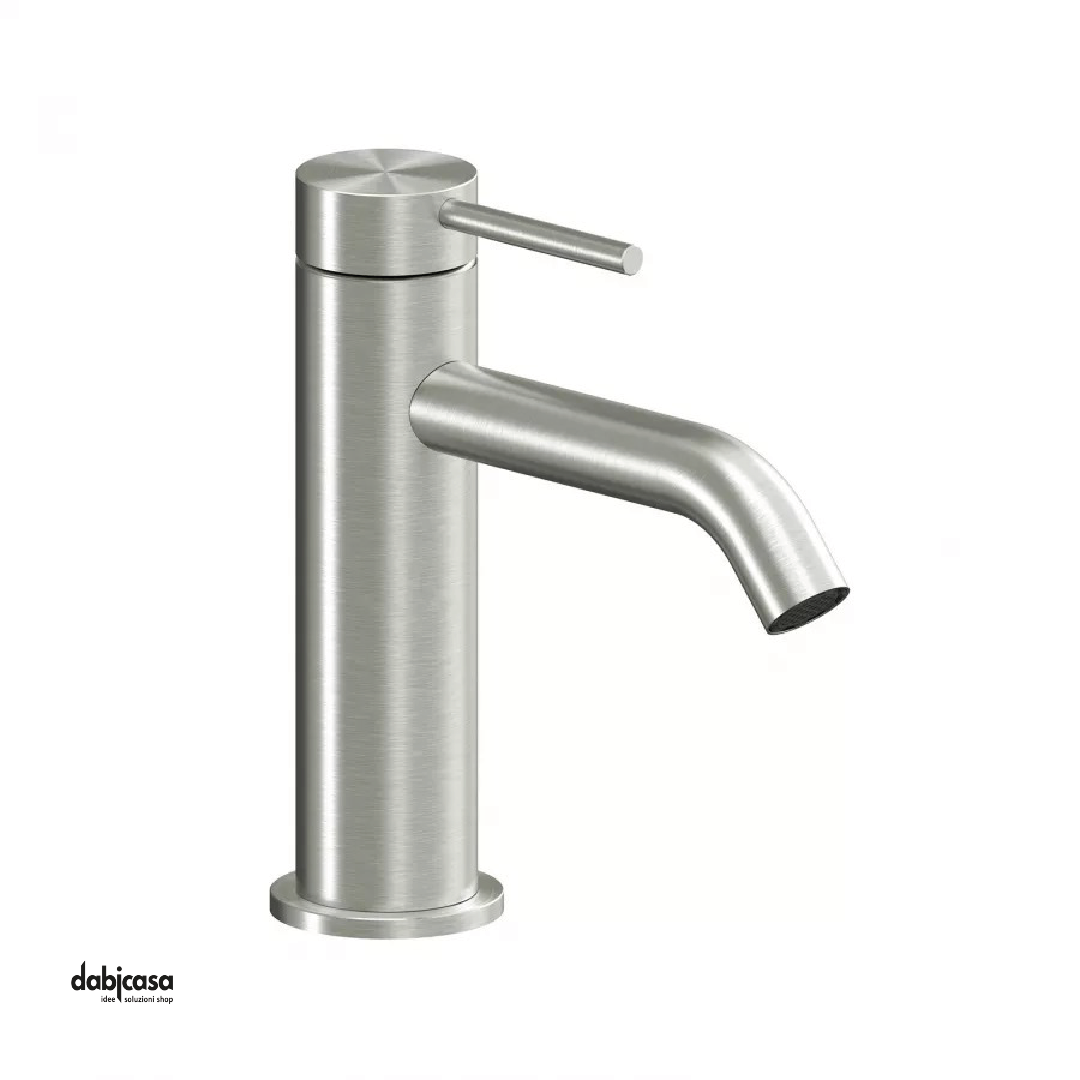 Miscelatore Lavabo "Steel" In Acciaio Inox 316L Spazzolato Senza Scarico Automatico