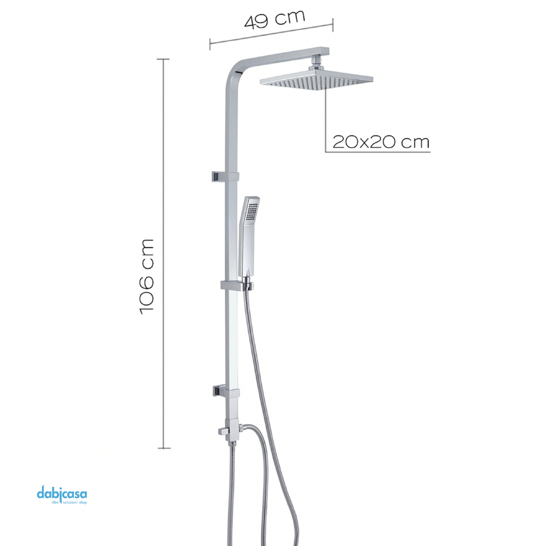 Gedy Colonna Doccia "Star 01" C/Soffione 20x20 e Kit Doccia Cromo Lucido C/Deviatore