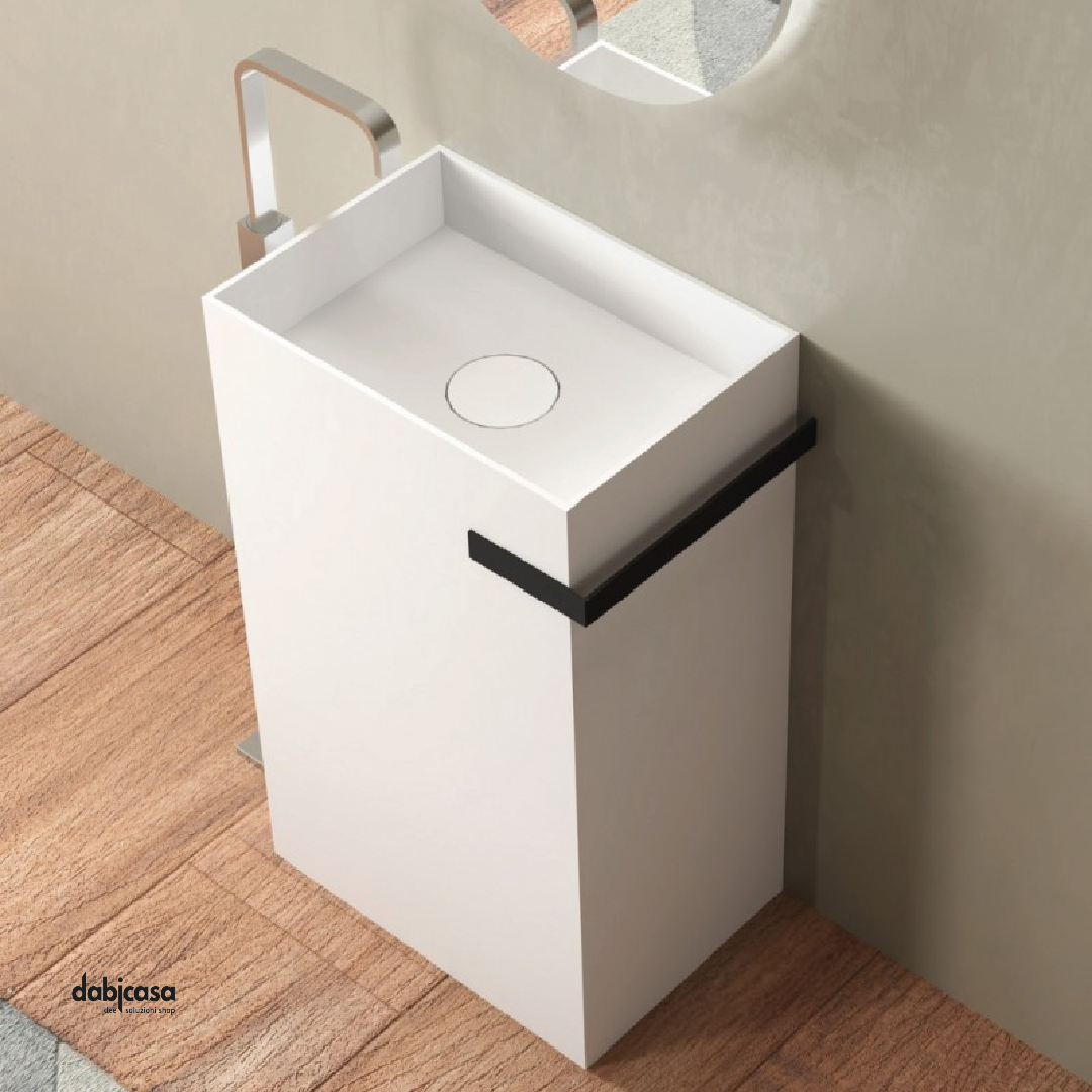 Lavabo Freestanding "Bajo" In ArtStone Finitura Bianco Opaco