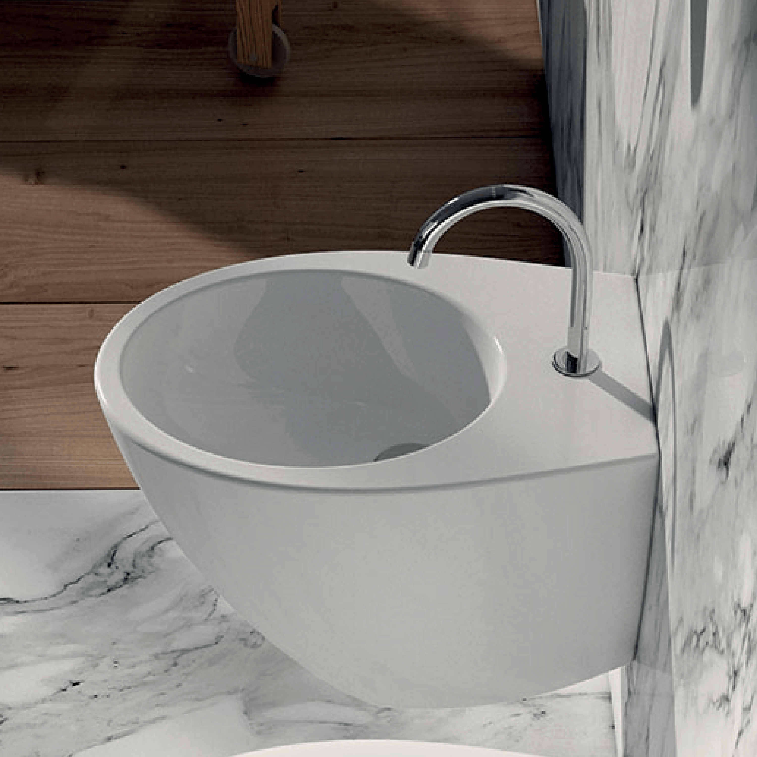 Bidet Sospeso Domus Falerii "Mascalzone" Bianco Lucido