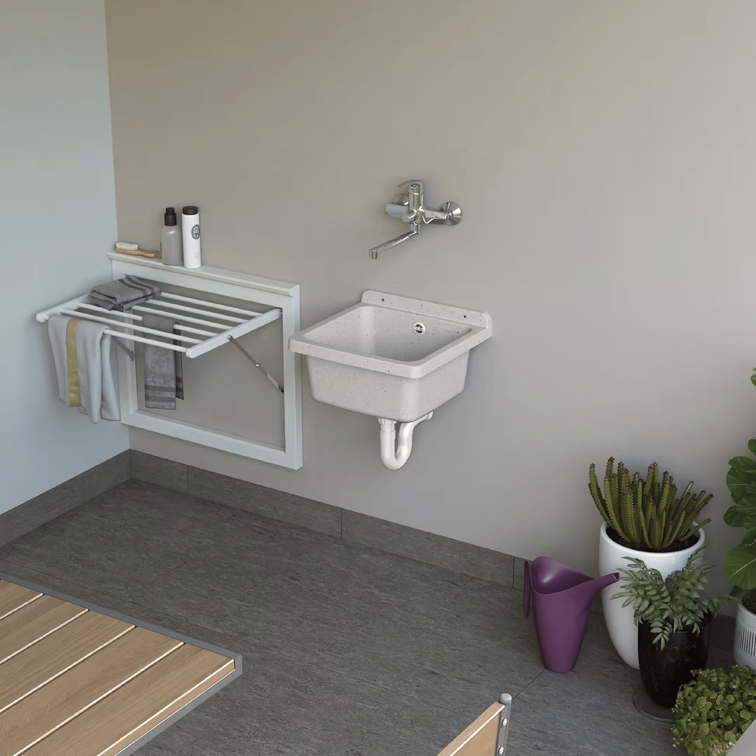 Pilozzo Lavatoio Sospeso Esterno 40x40 Cm Mongardi "Outdoor"