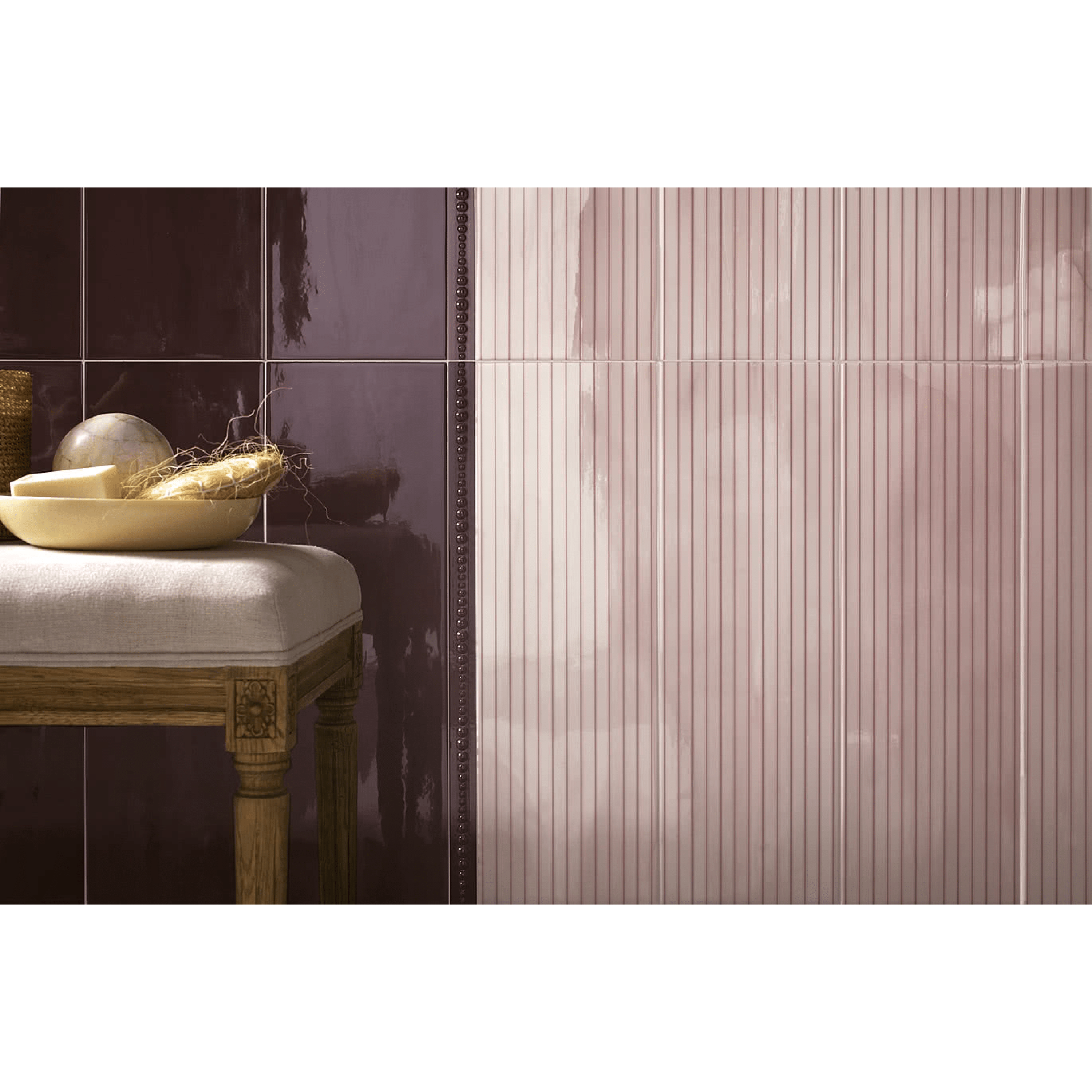 Abk Group Industrie Ceramiche Rettificato 20x60 Cm "Aqua" Decoro Prezioso Magnolia