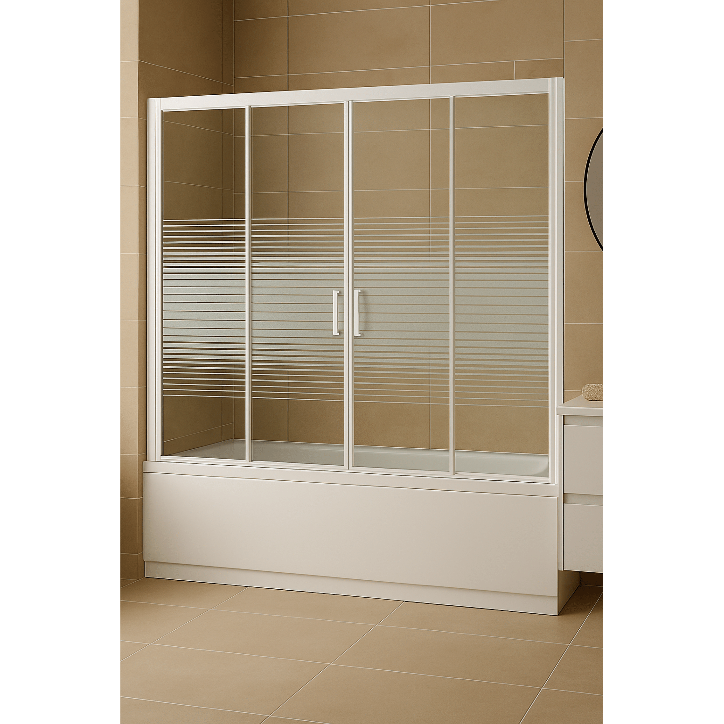 Parete Sopravasca a Due Ante Scorrevoli 170 Cm Giava Bianco/Vetro Laguna