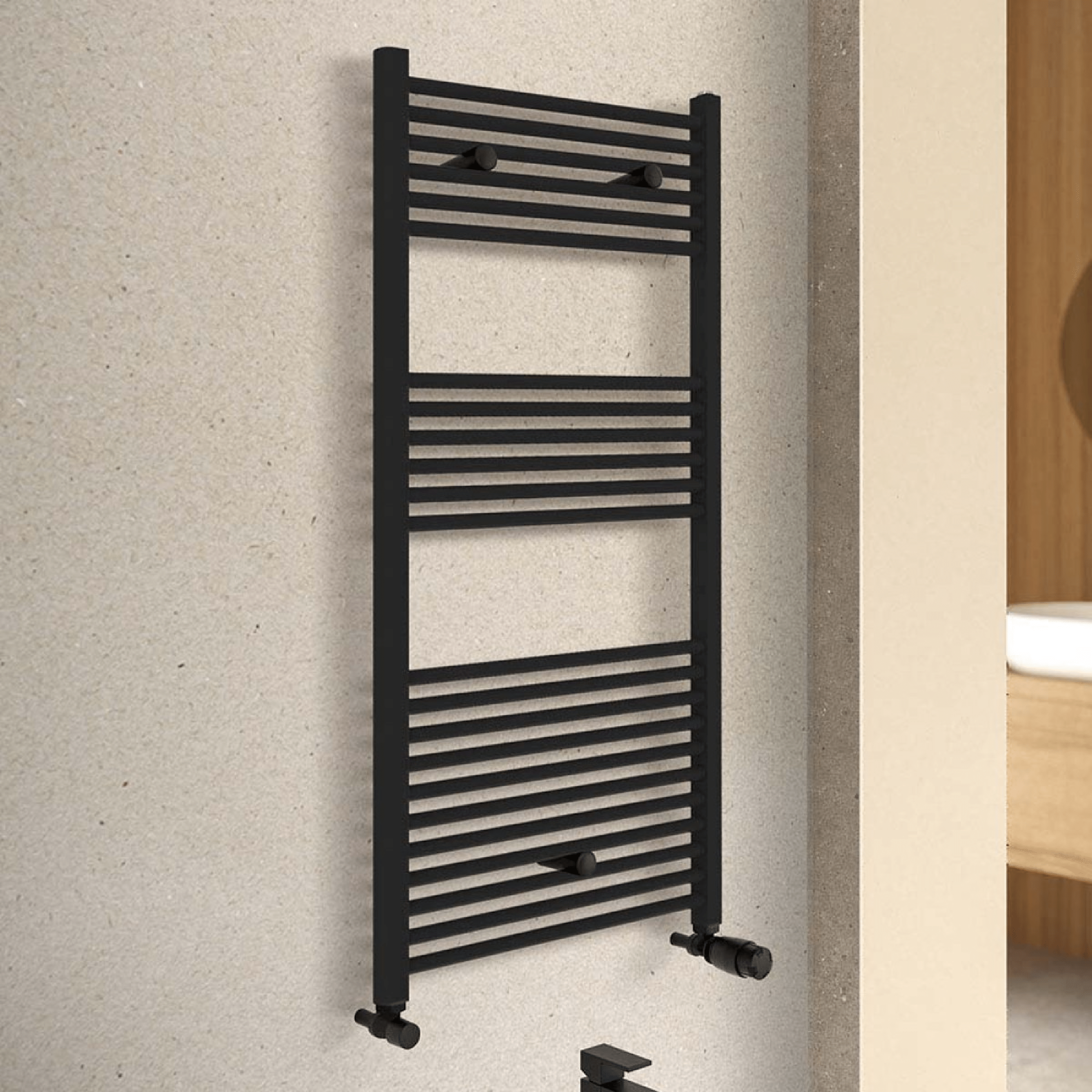 Termoarredo Bagno Dritto 120x50 Interasse 45 Cm Feridras Nero Opaco