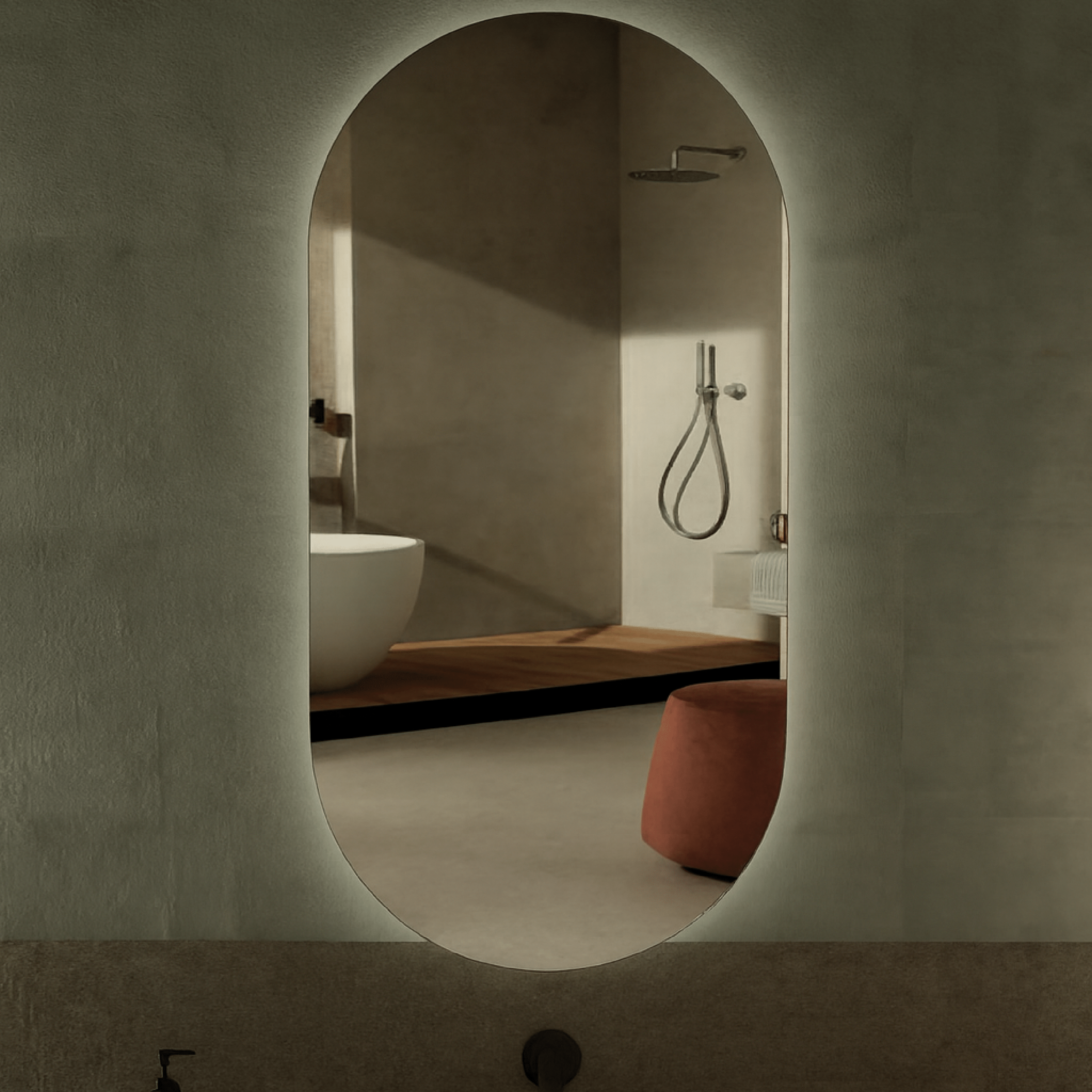 Specchio Ovale Retroilluminato 50x100 "Ecolux"