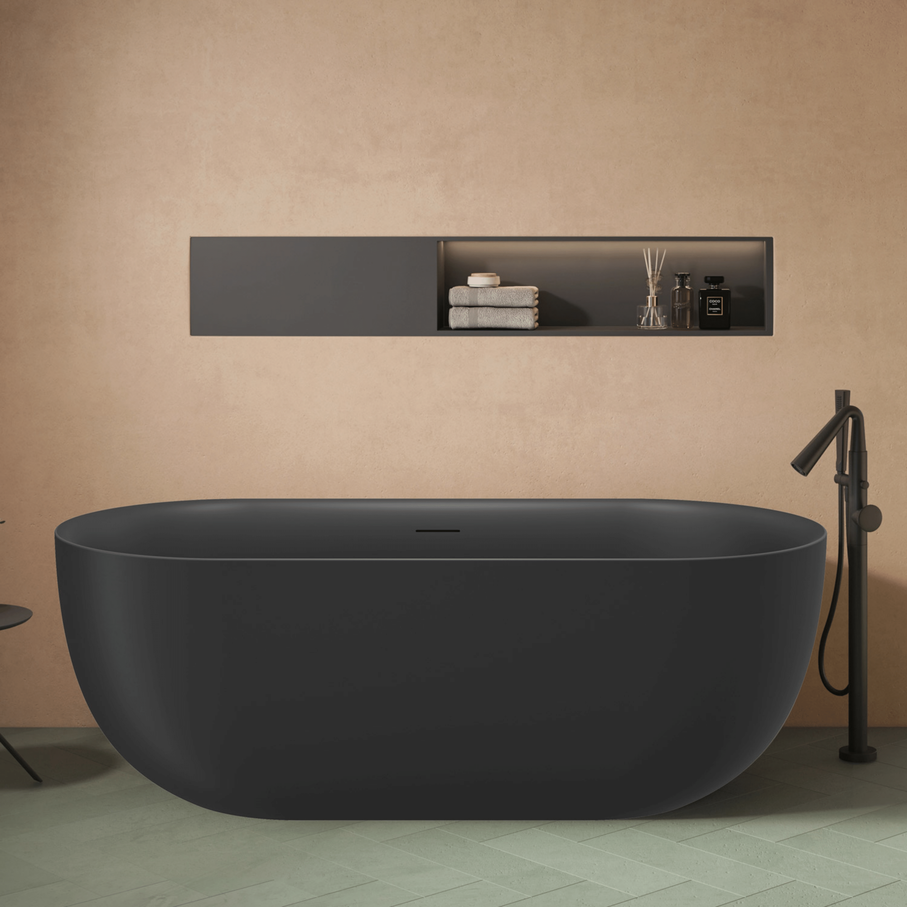 Vasca Freestanding 160x75 Cm Con Scarico Centrale Karag "Danae" Nero Opaco