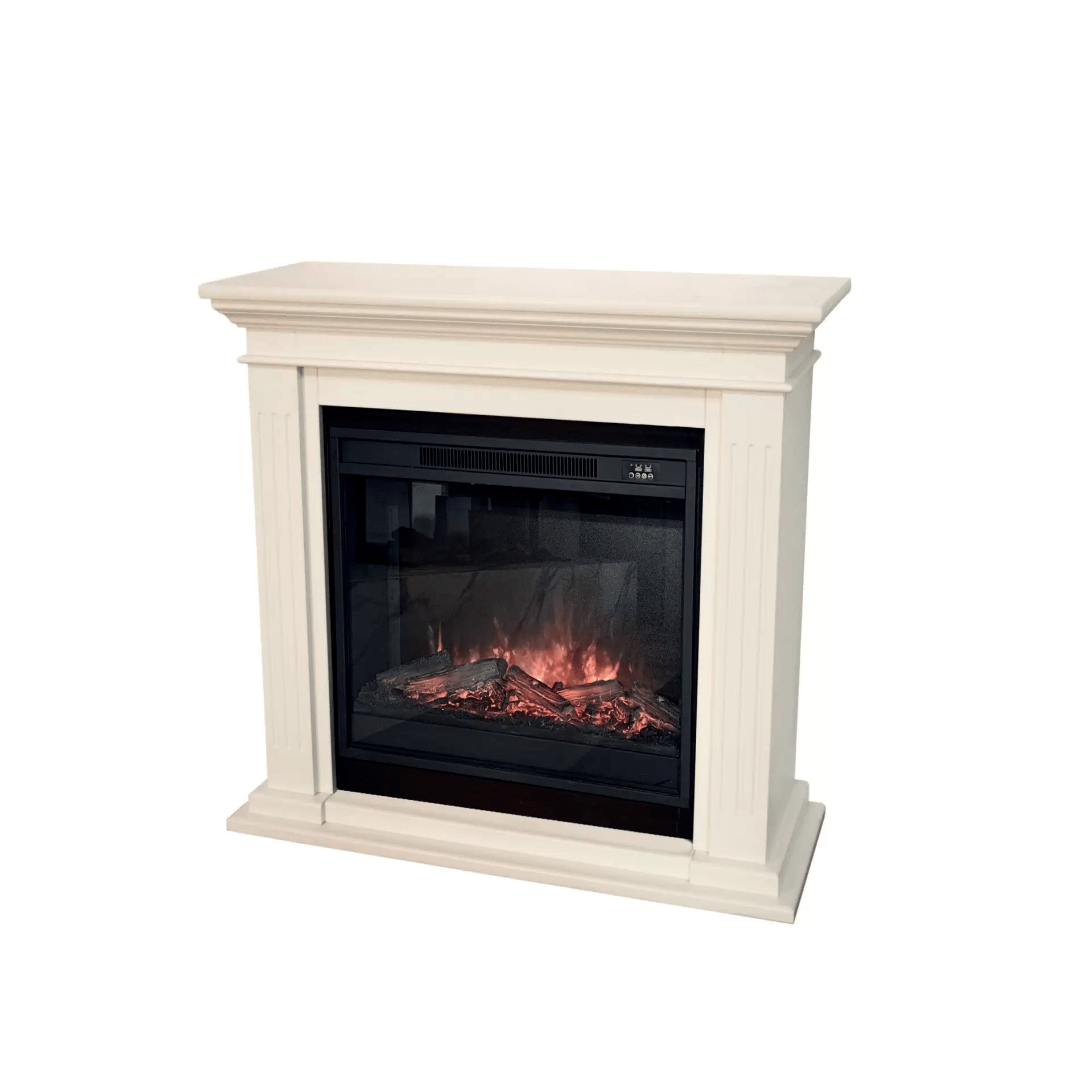 Camino Elettrico Completo D'Appoggio Da 100 Cm British Fire "Cadiz" Bianco