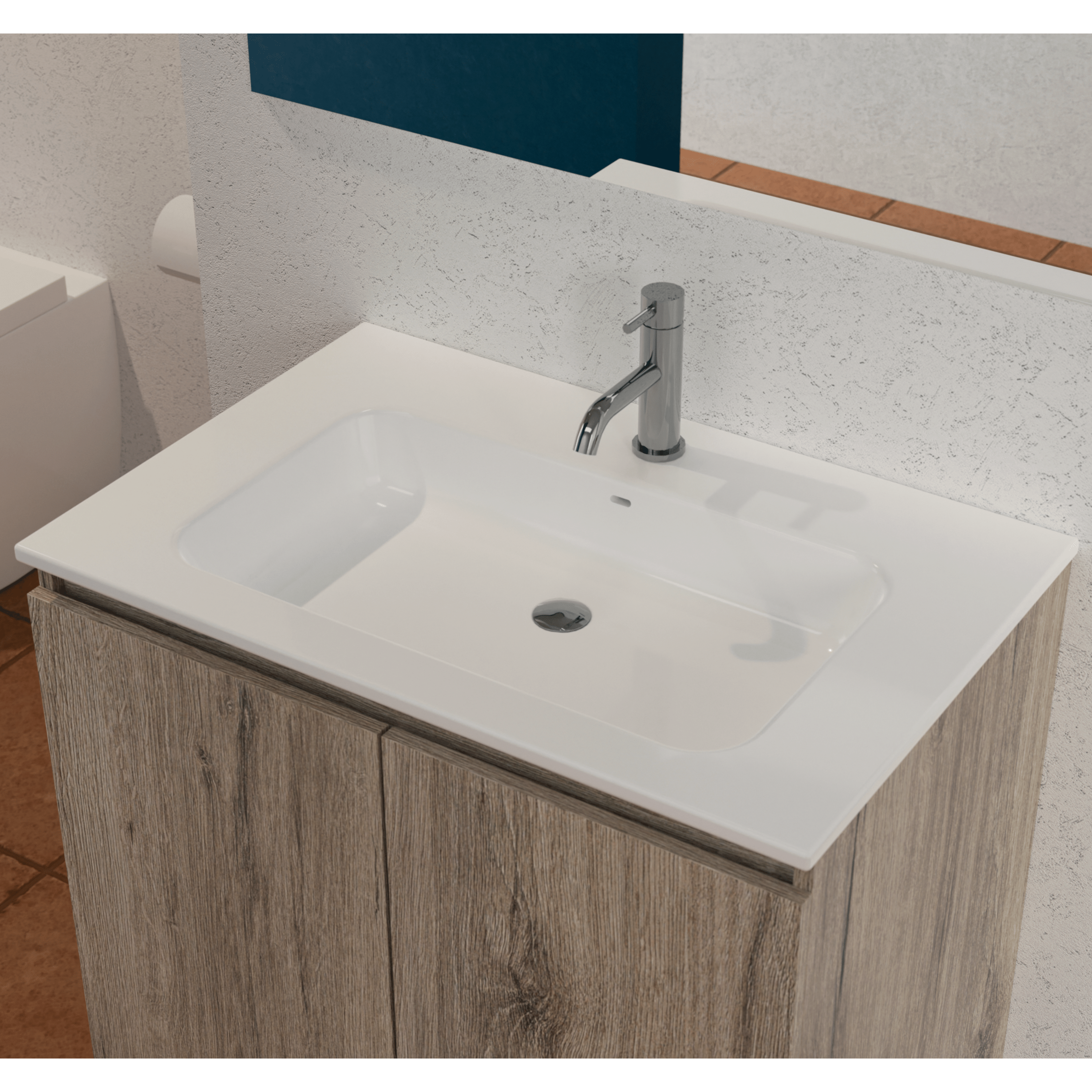 Mobile Bagno a Terra 120 Cm Due Ante Specchio Con Lampada Led 120x70 Cm Esseci Arredo Bagno "Alexa 120 Gola Ante"