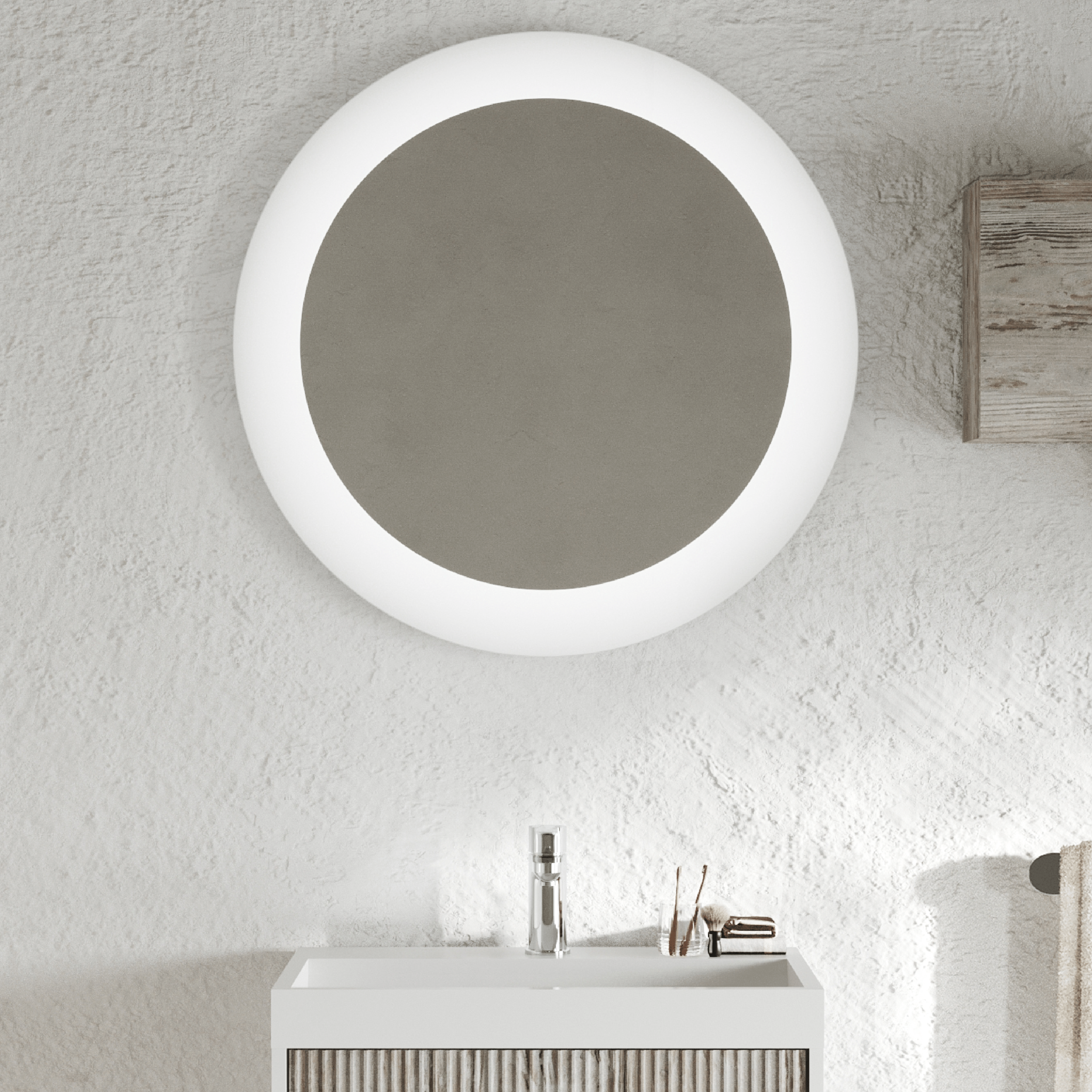 Specchio Tondo Diametro 75 Con Illuminazione Frontale Savini Due