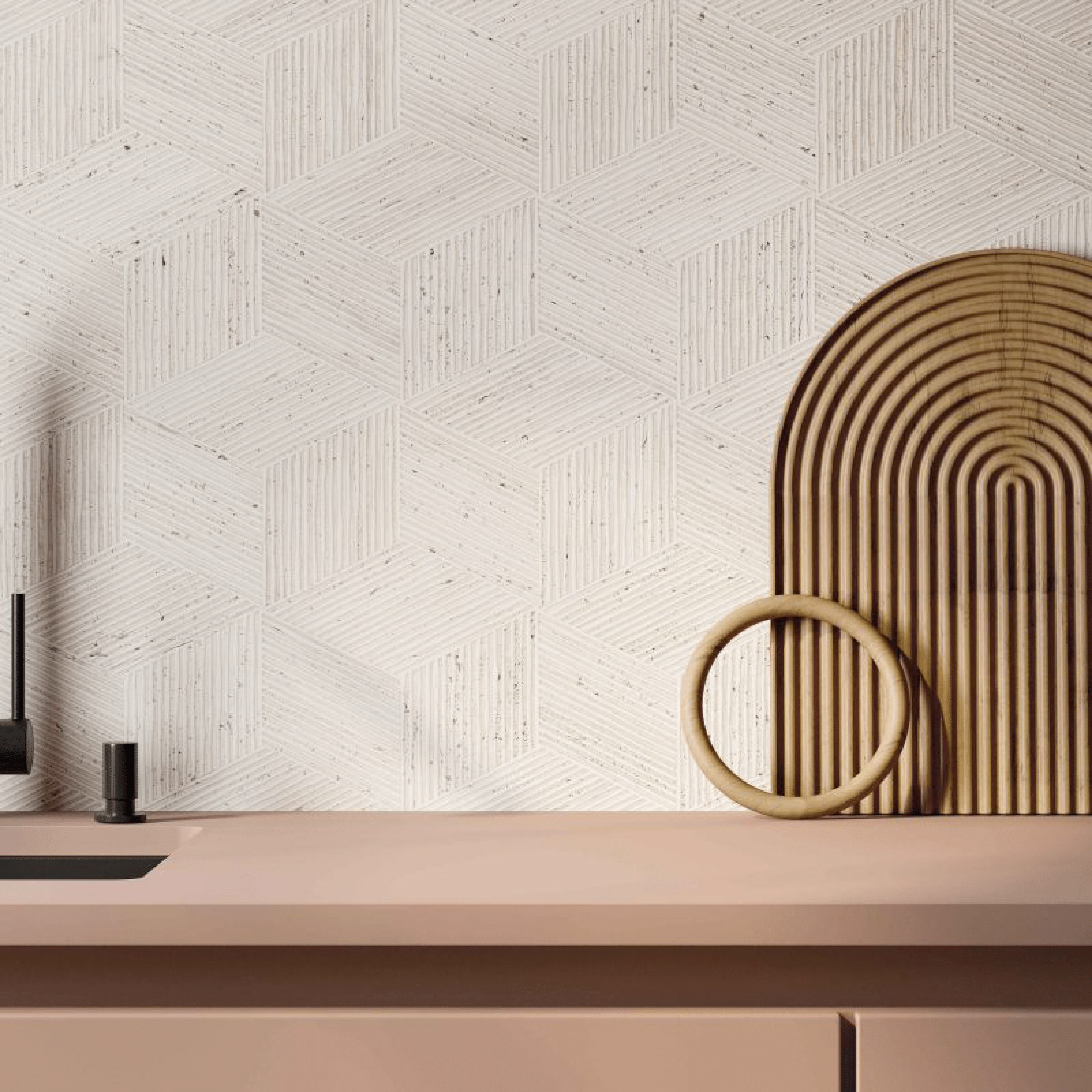 Abk Group Industrie Ceramiche Rettificato 60x120 Cm "Sensi Roma" Cube White 3D Tech