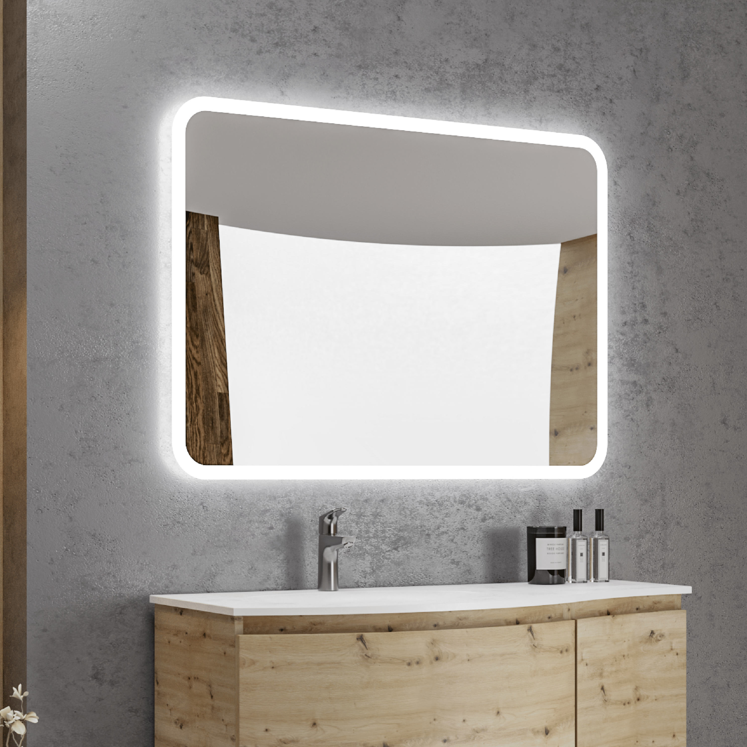 Specchio Rettangolare 70x100 Con Illuminazione Frontale Savini Due