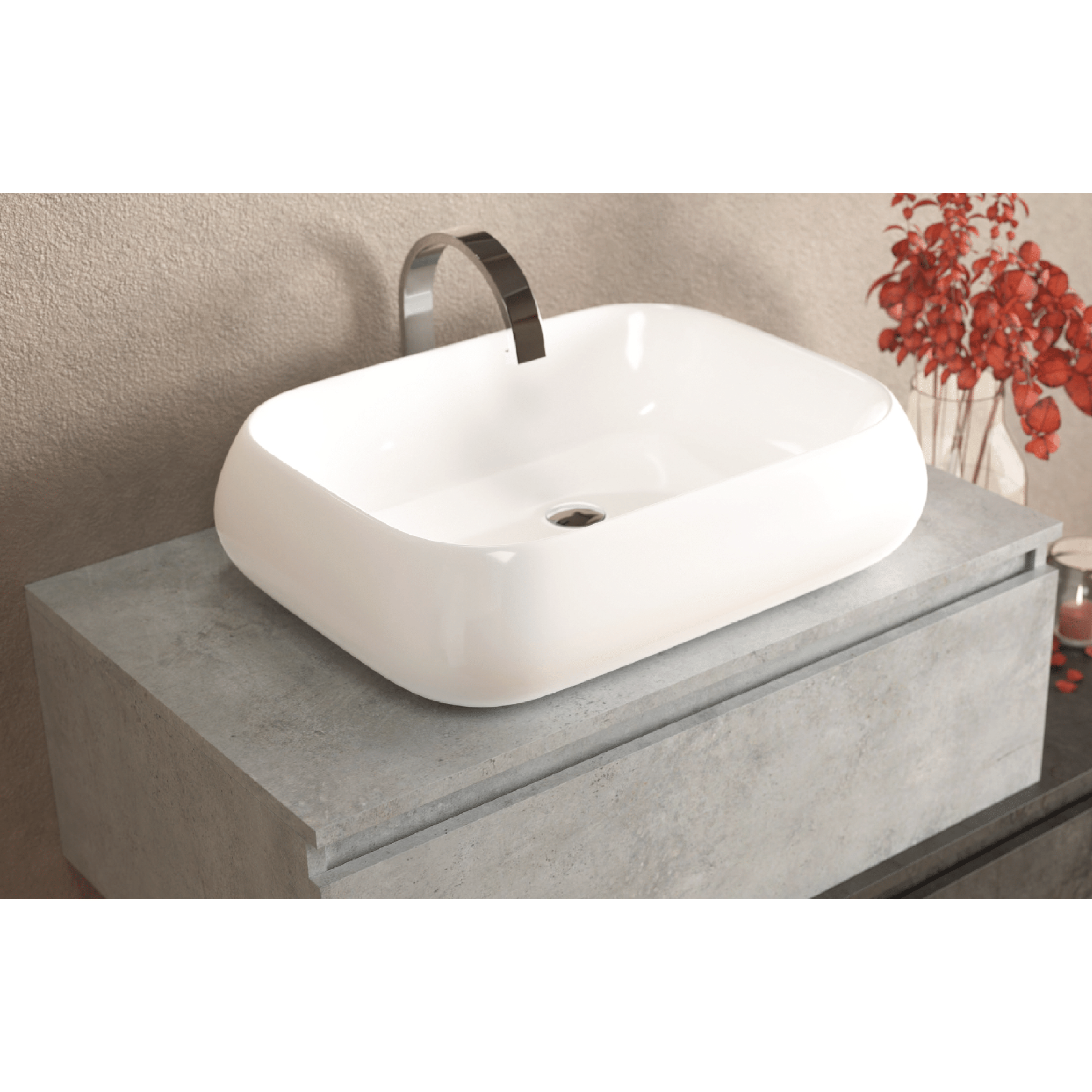 Mobile Bagno Sospeso Sfalsato 90 Cm Due Cassetti Specchio Con Lampada Led 90x70 Cm Esseci Arredo Bagno "Sorrento Piano"