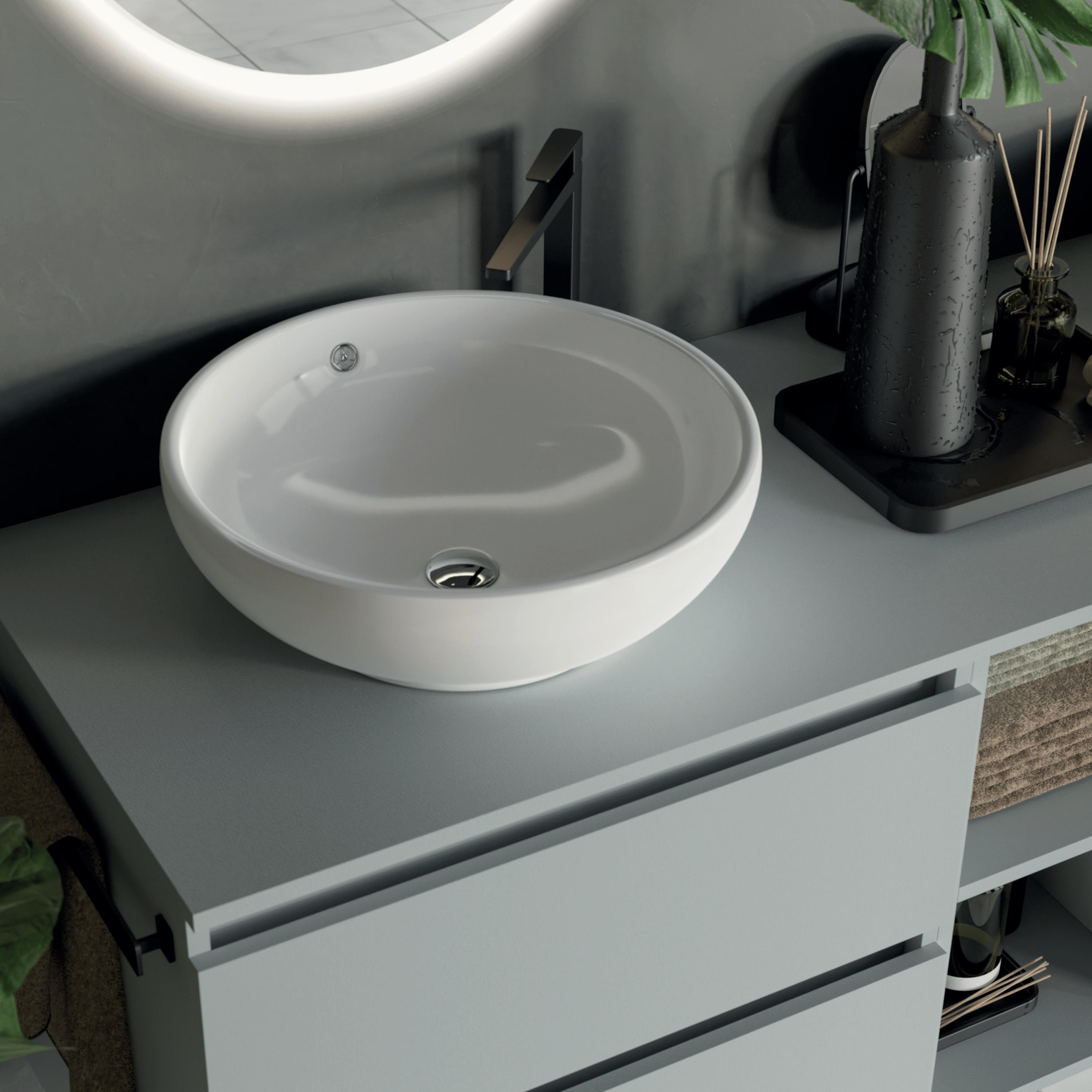 Mobile Bagno Sospeso 170 Cm Quattro Cassetti Con Vano a Giorno Specchi Retroilluminati 50x90 Cm Esseci Arredo Bagno "Tenerife"