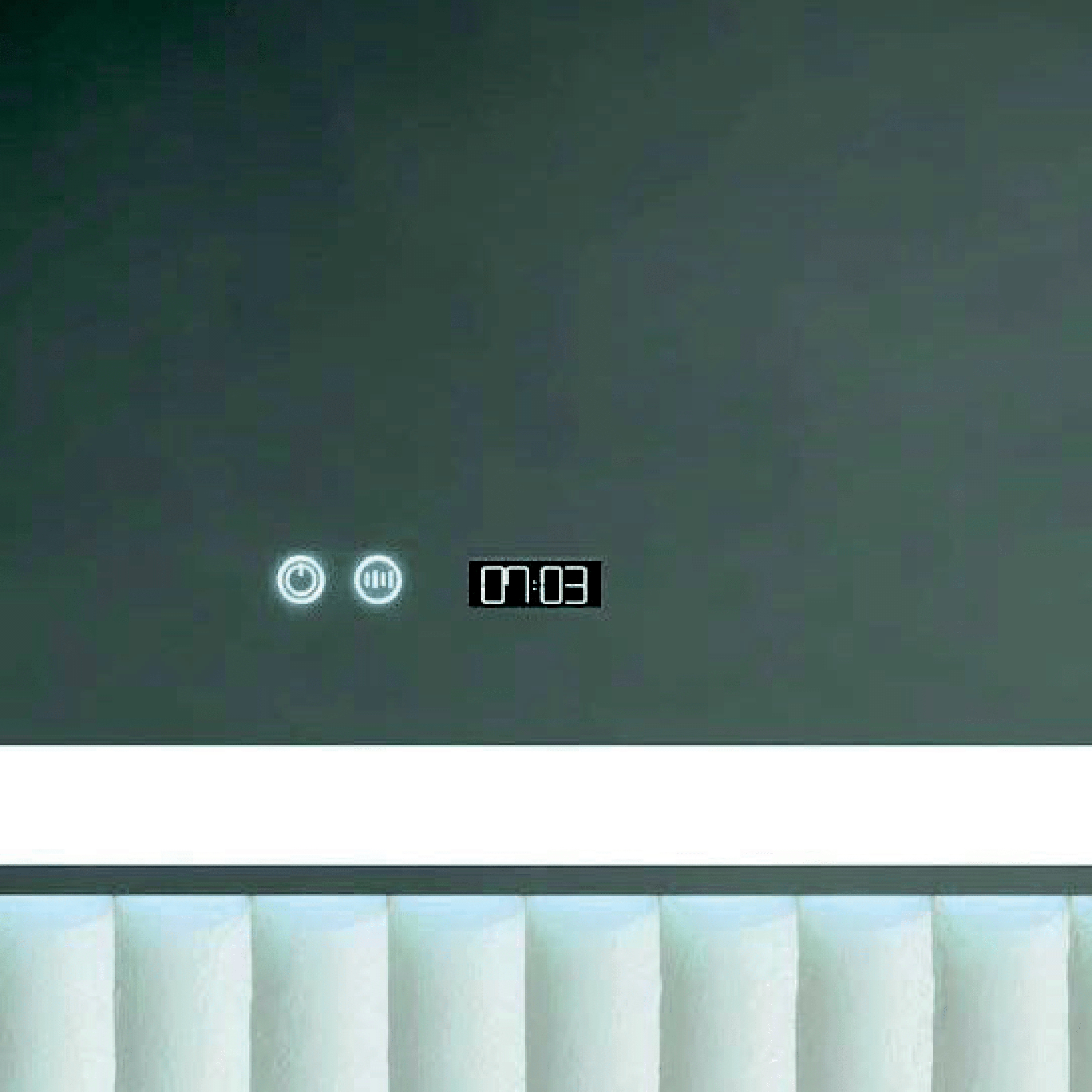 Specchio Rettangolare Illuminazione Frontale 120x75 Con Touch Accensione Display Con Orario e Connessione Bluetooth "Physis"