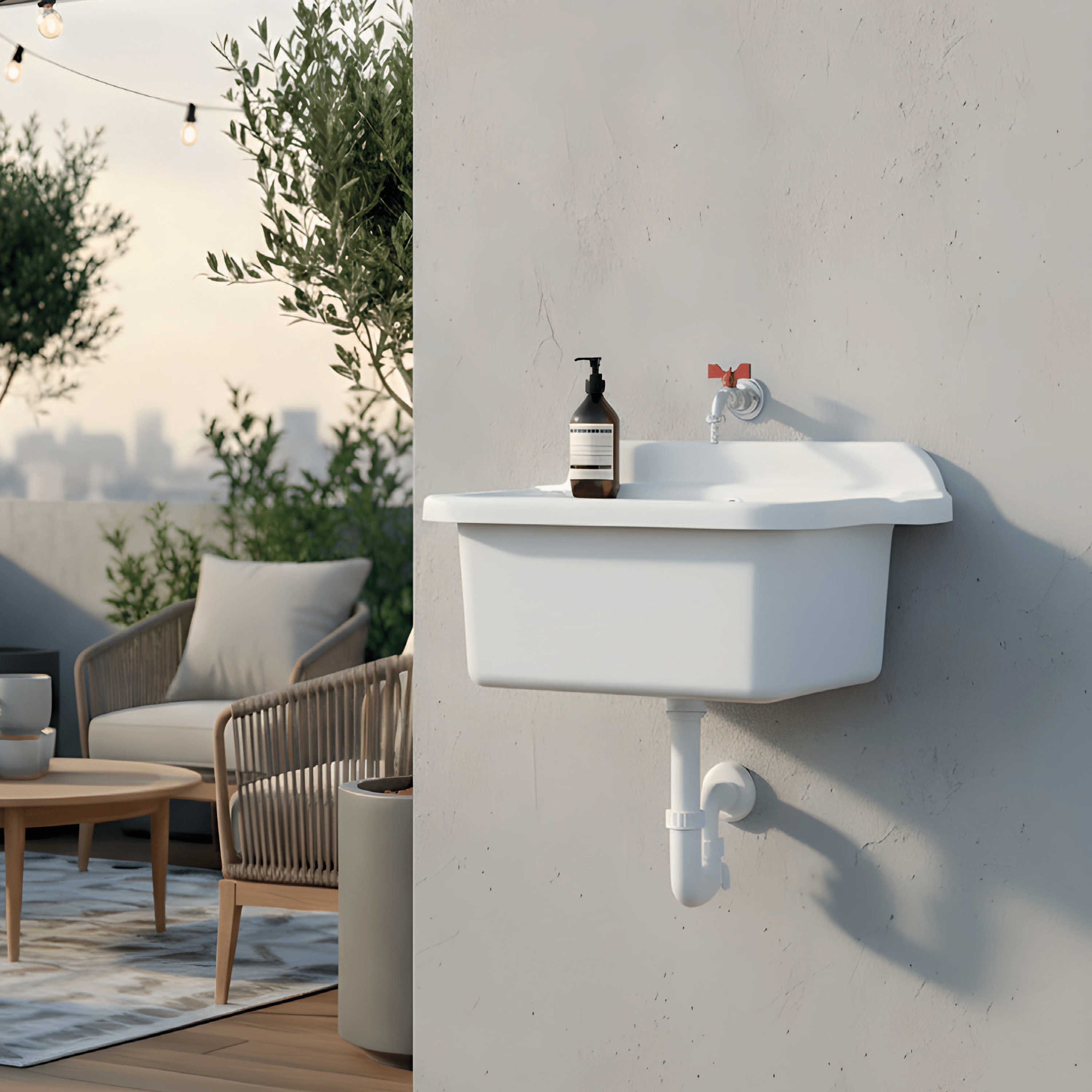 Pilozzo Lavatoio Sospeso Esterno 58x45 Cm Bianco