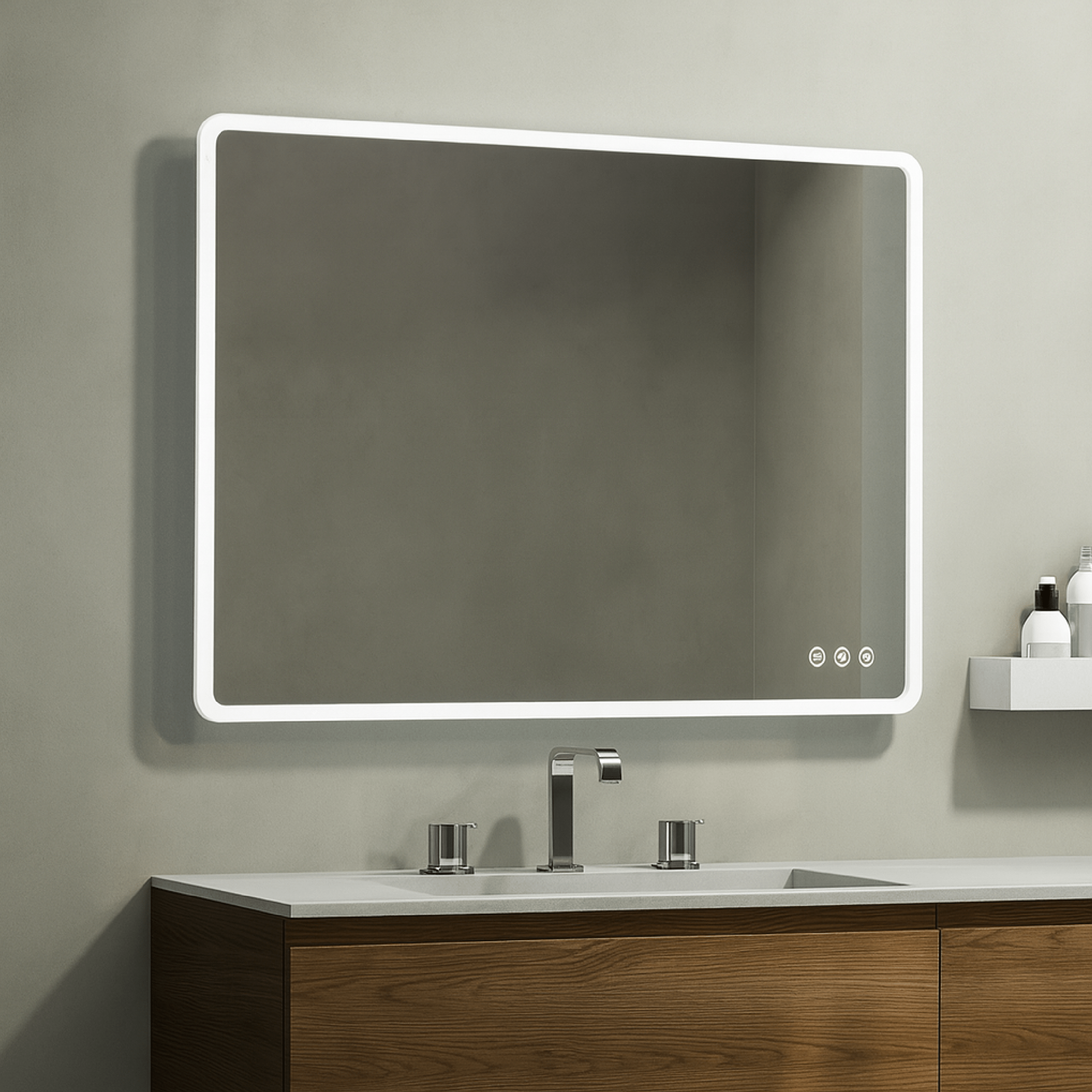 Specchio Rettangolare Illuminazione Frontale 60x80 Tasto Antifog "Etera"