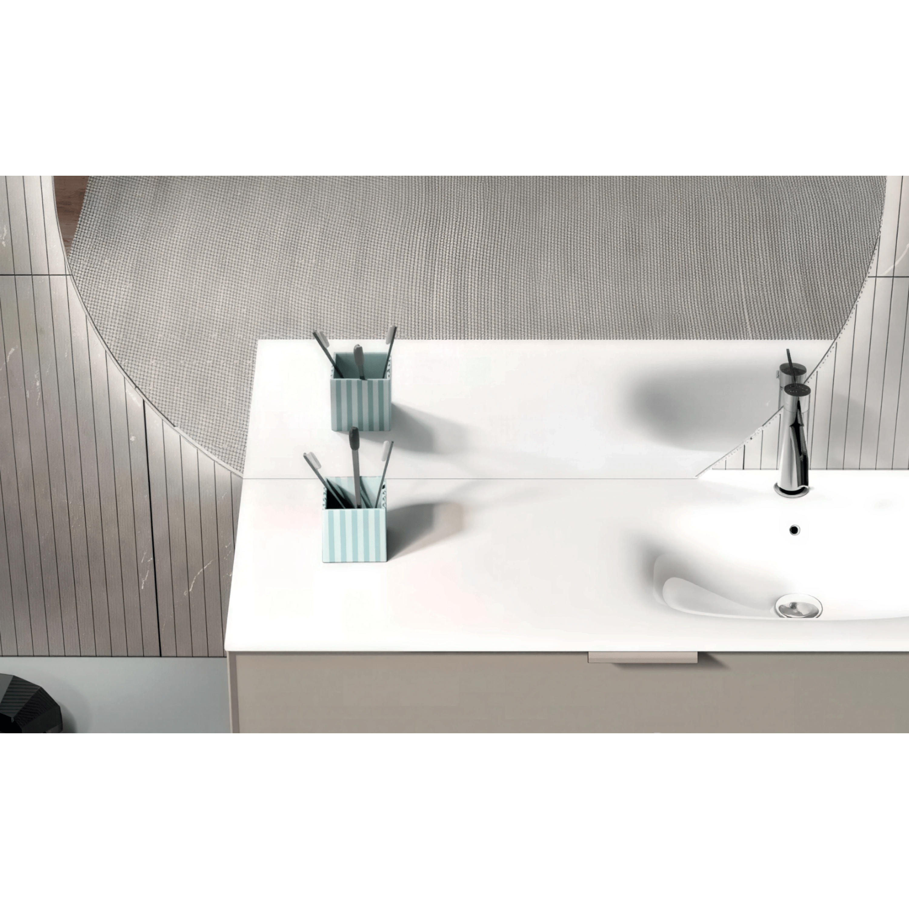 Mobile Bagno Sospeso Sfalsato 120 Cm Due Cassetti Specchio Retroilluminato 125x115 Cm ItalBagno "Venus"