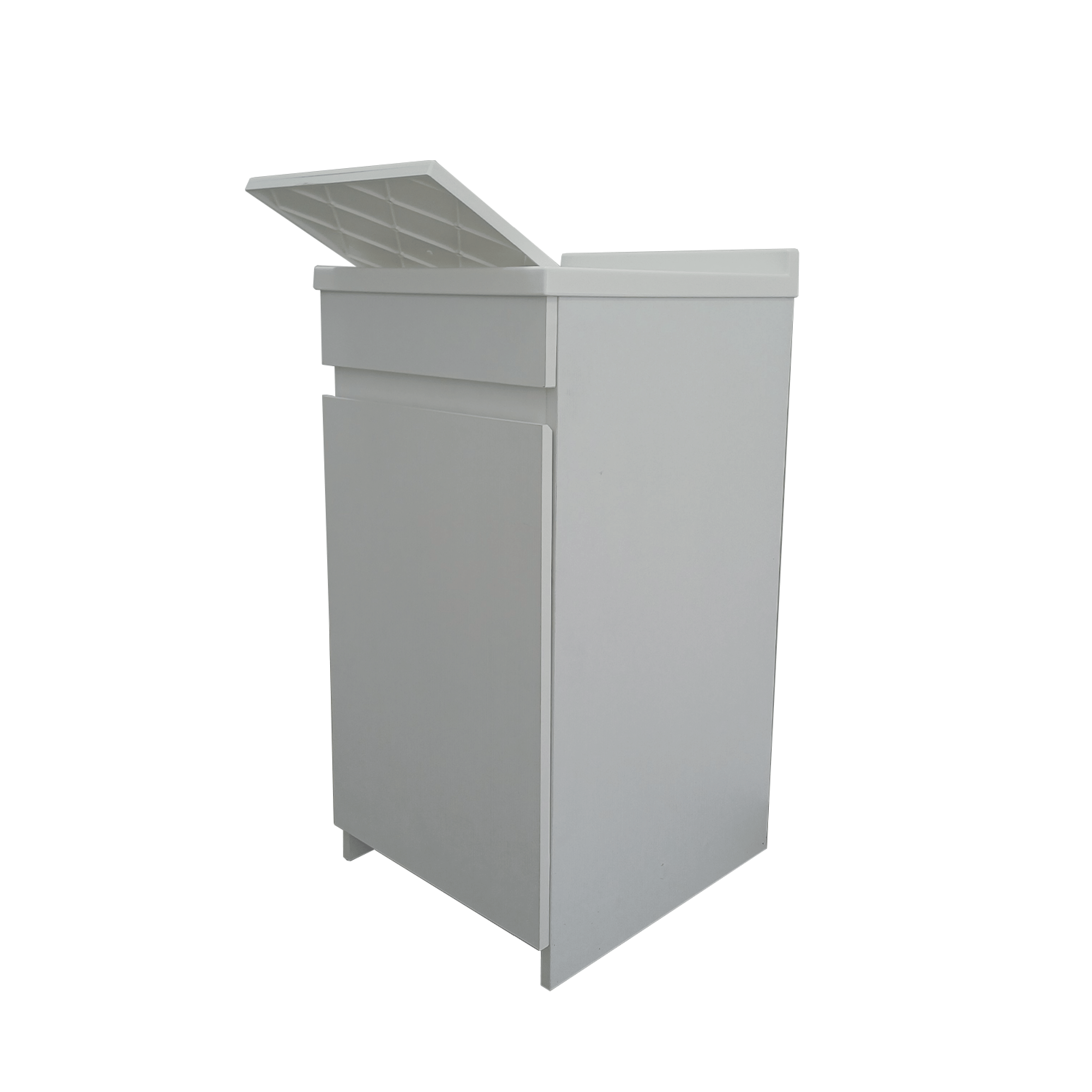 Lavatoio a Terra 45x60 Un'Anta Con Vasca e Tavoletta "Ade" Larice Bianco