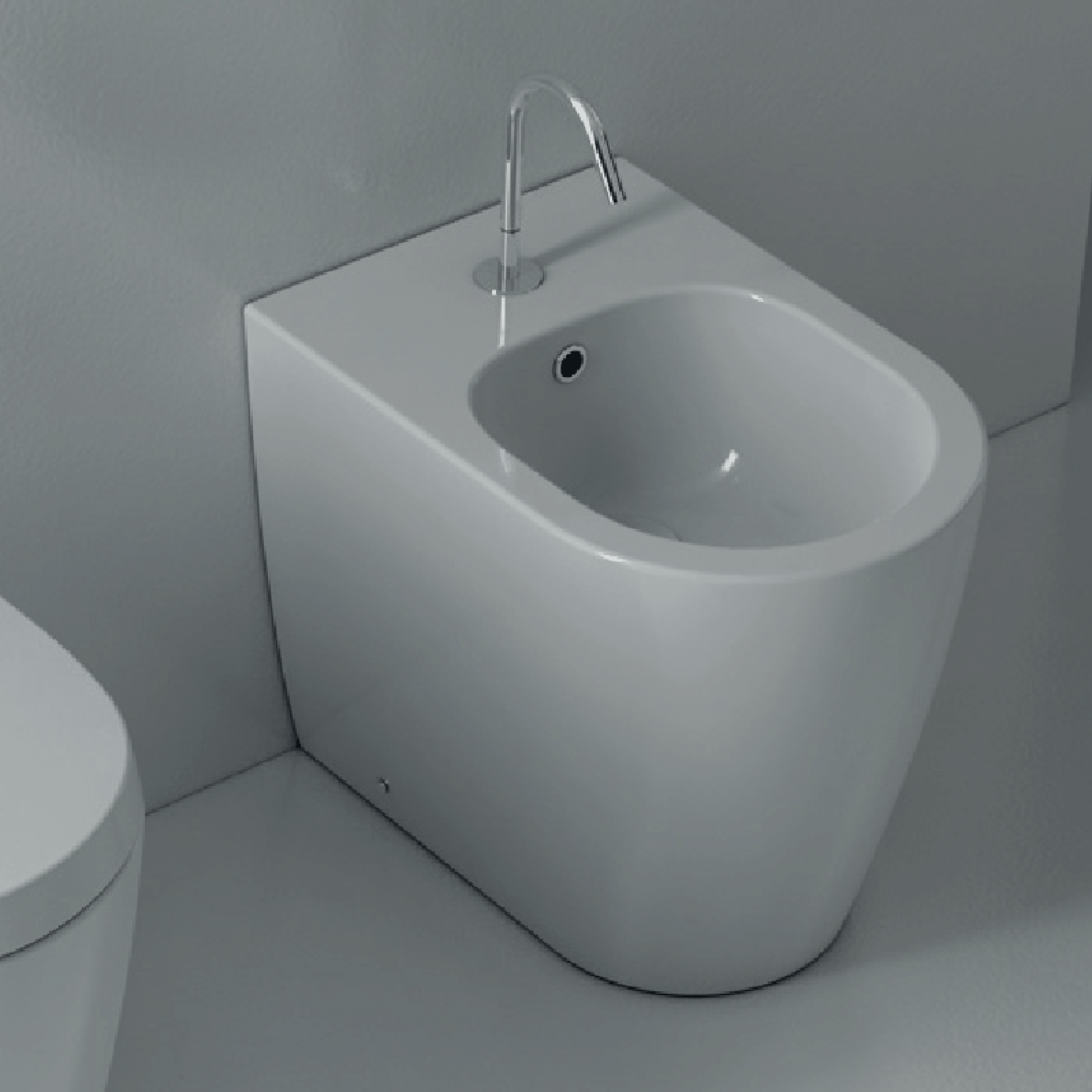Bidet a Terra Domus Falerii "Foglia Medium" Bianco Lucido