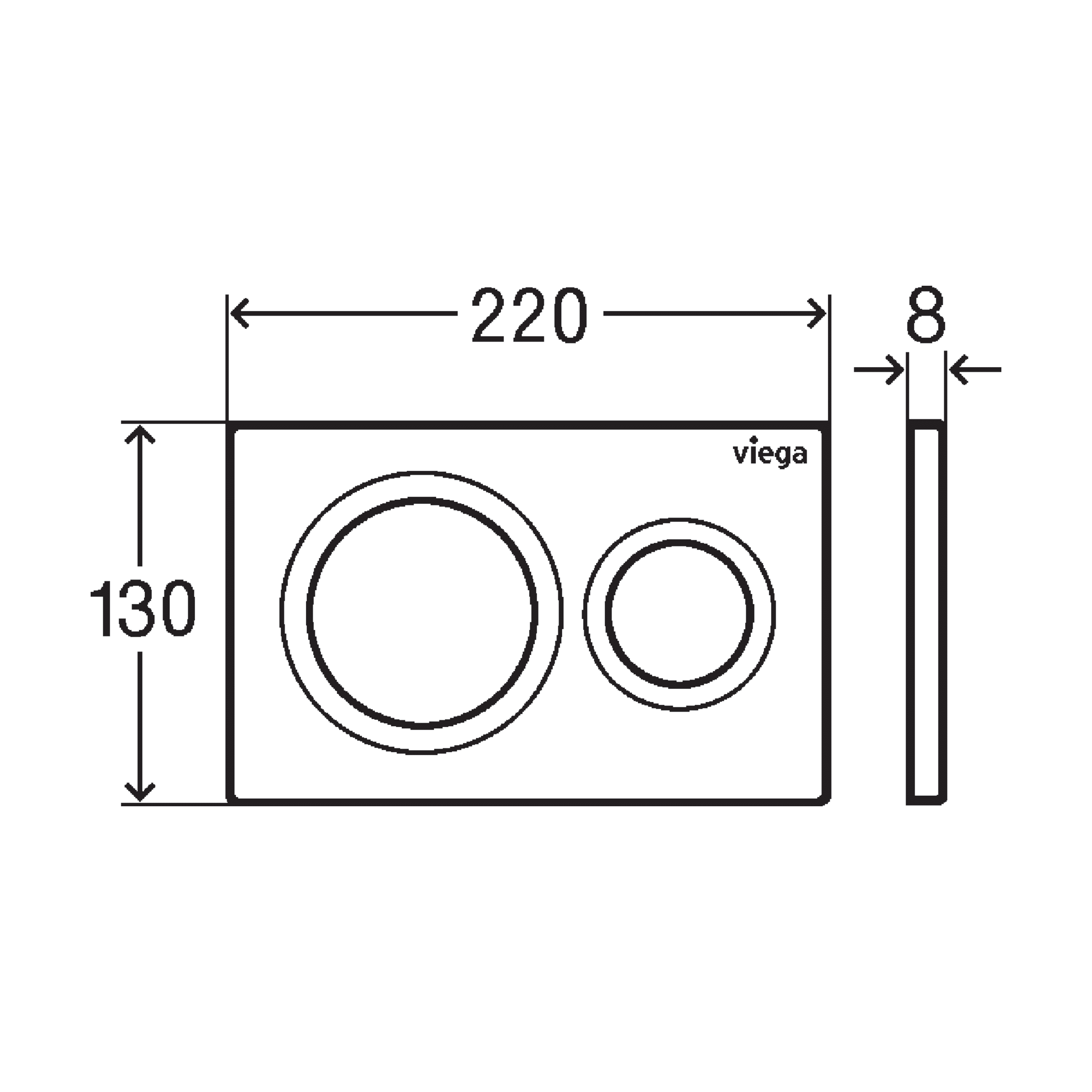 Placca Di Azionamento Doppio Pulsante Viega "Visign for Style 20" Cromo Lucido