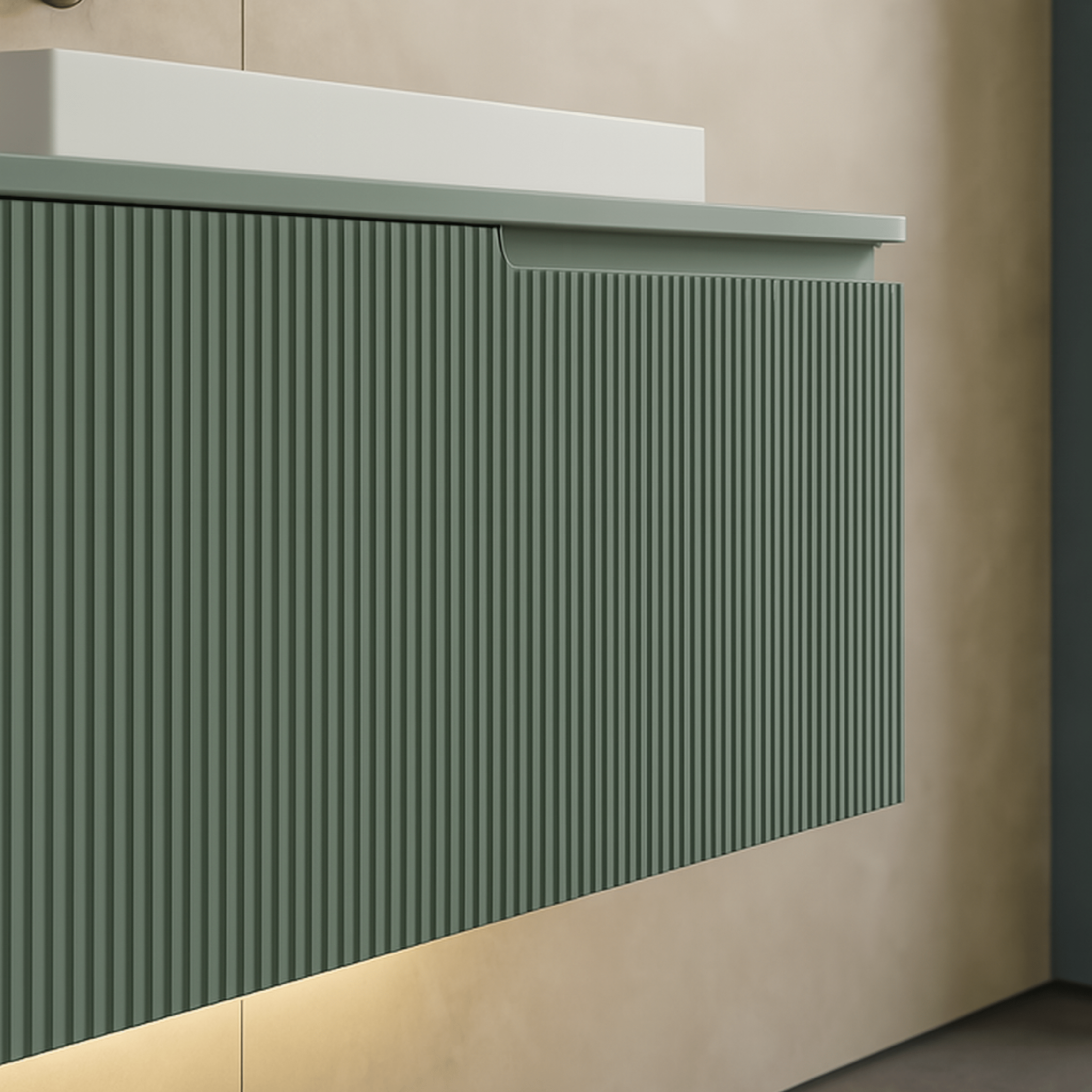 Mobile Bagno Sospeso Cannettato 90 Cm Un Cassetto Specchio Retroilluminato 87x93 Cm ItalBagno "Victor"
