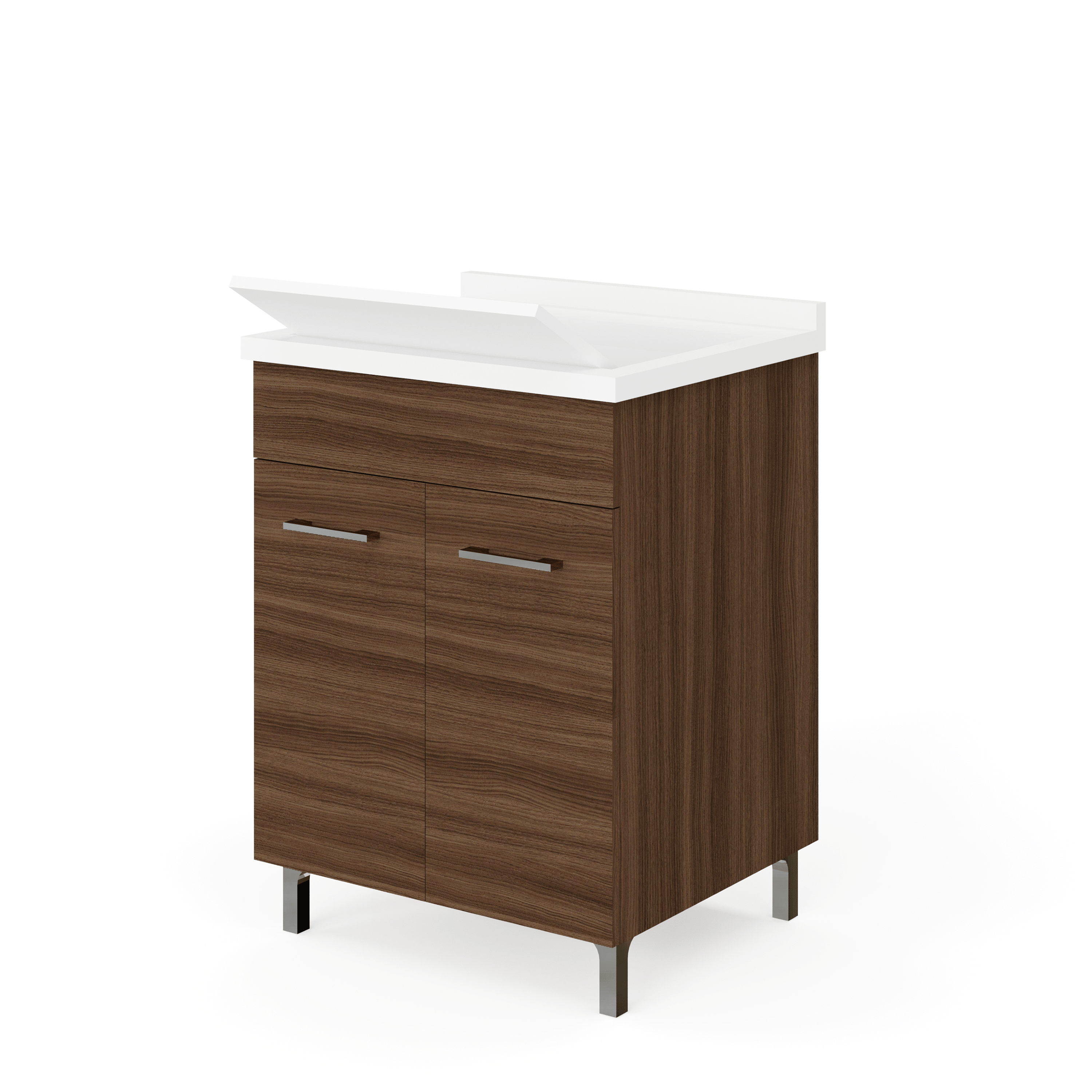 Lavatoio a Terra 60x50 Due Ante Con Vasca e Tavoletta "Enea" Rovere Moka