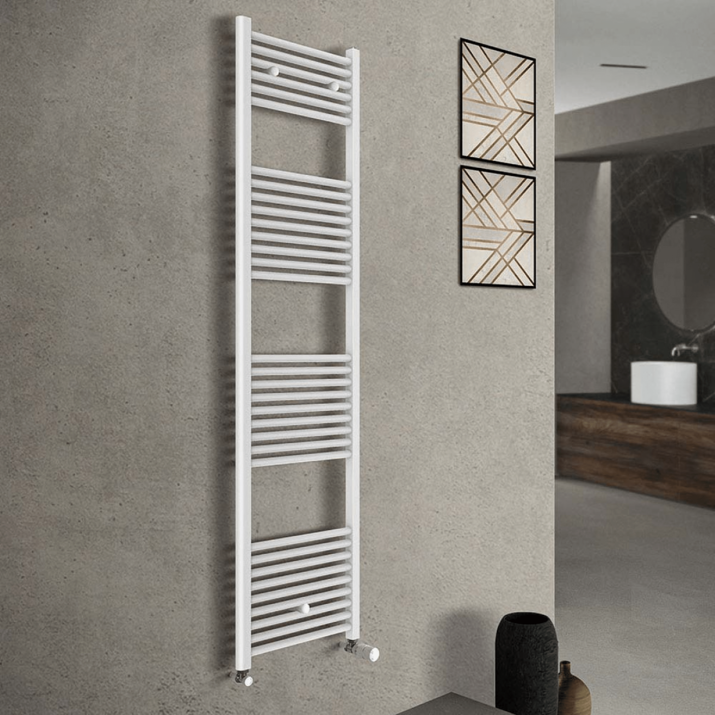 Termoarredo Bagno Dritto 180x50 Interasse 45 Cm Feridras Bianco