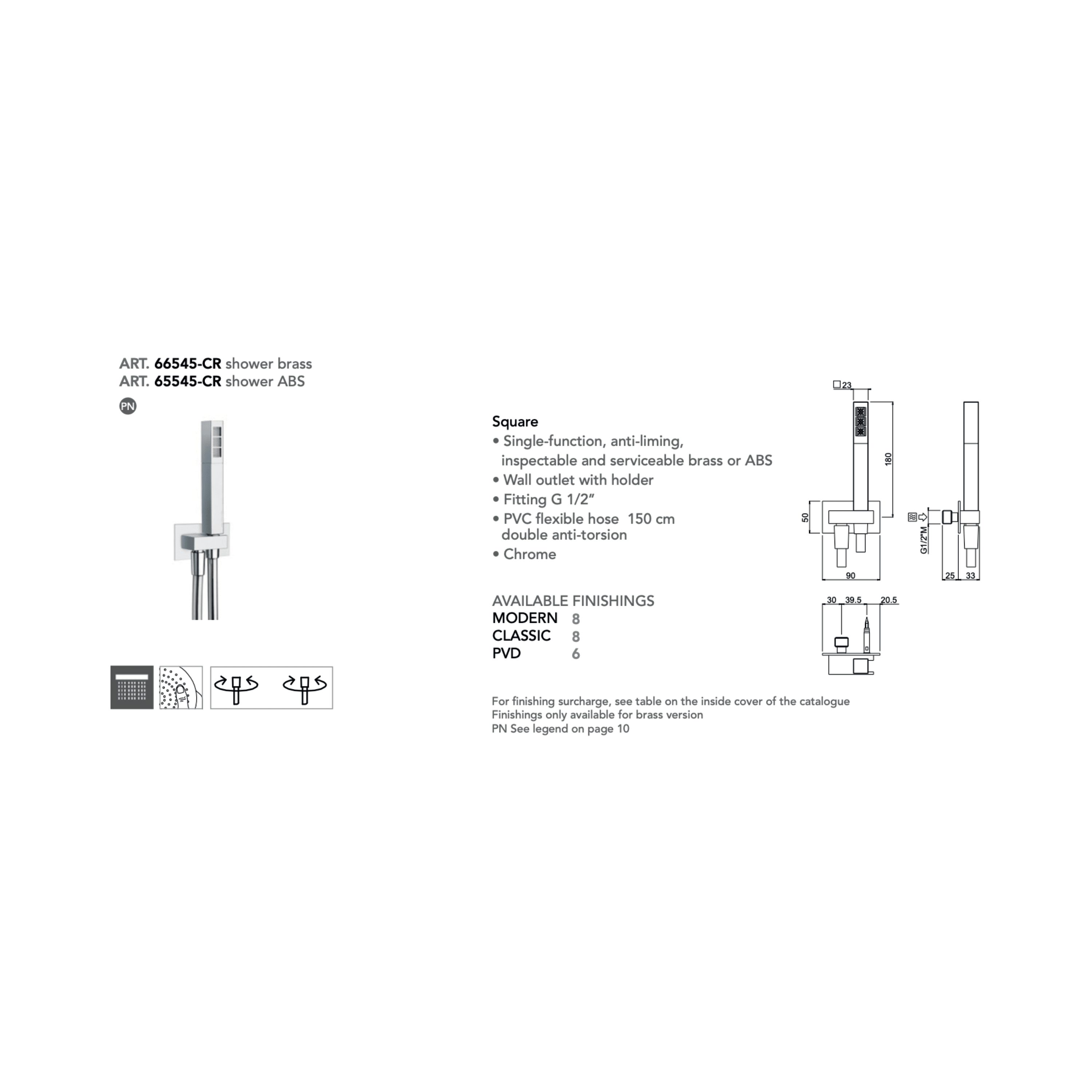 Set Doccia Quadro Con Presa Acqua Flessibile Carimali "Duplex" Cromo Lucido
