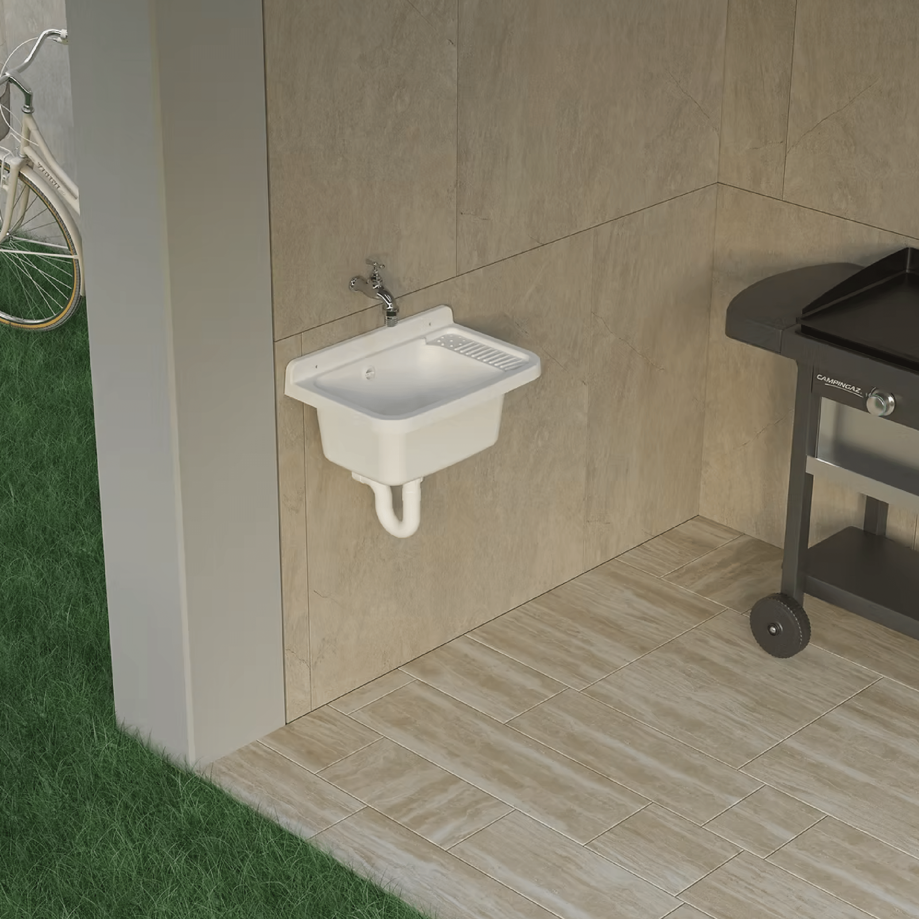 Pilozzo Lavatoio Sospeso Esterno 60x40 Cm Mongardi "Outdoor"