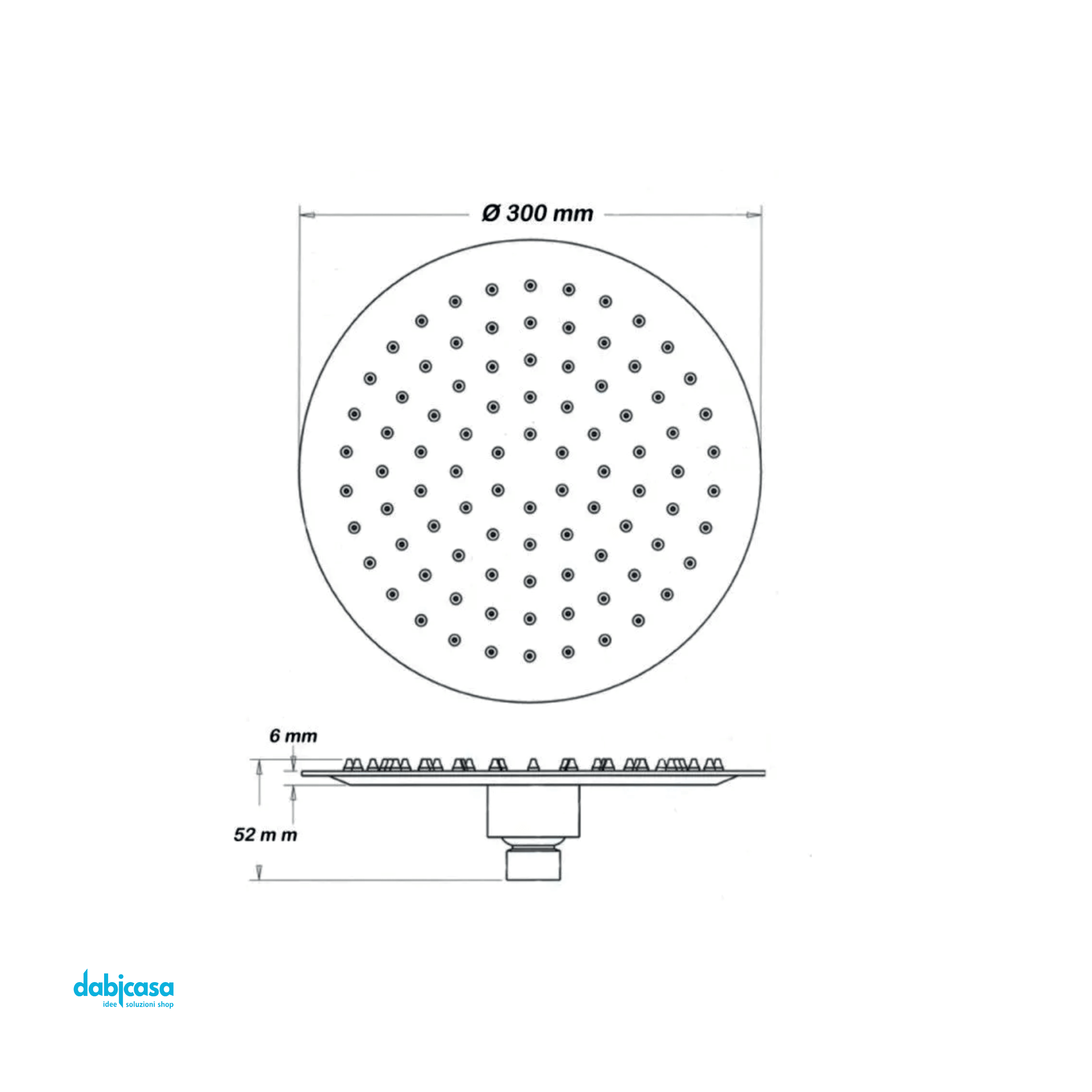 Soffione Doccia Tondo "Platinum" Anticalcare In Acciaio Inossidabile Aisi 304 Diam.30 cm Con Raccordo Universale 1/2" g