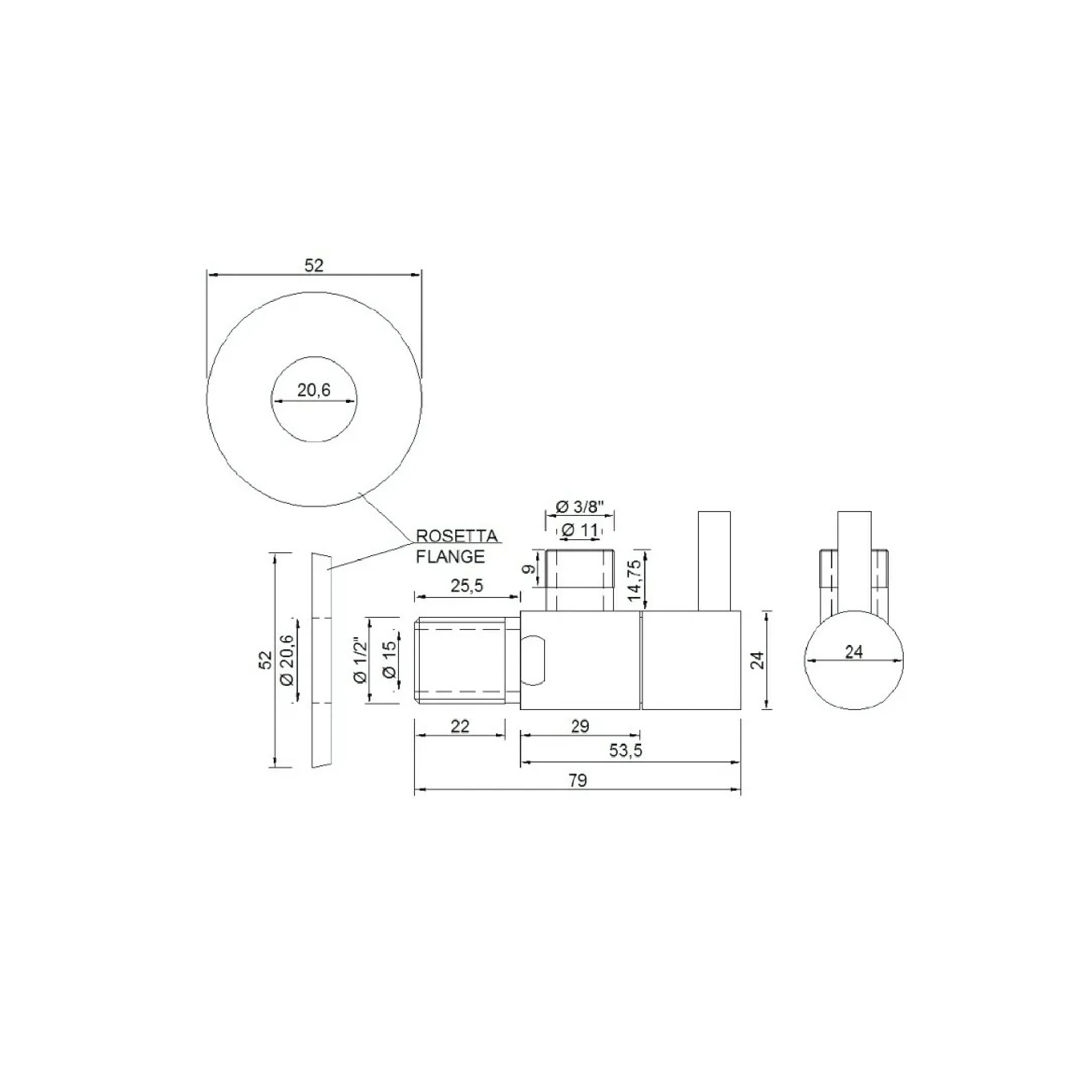 Rubinetto Sottolavabo Tondo 1/2x3/8 Nero Opaco