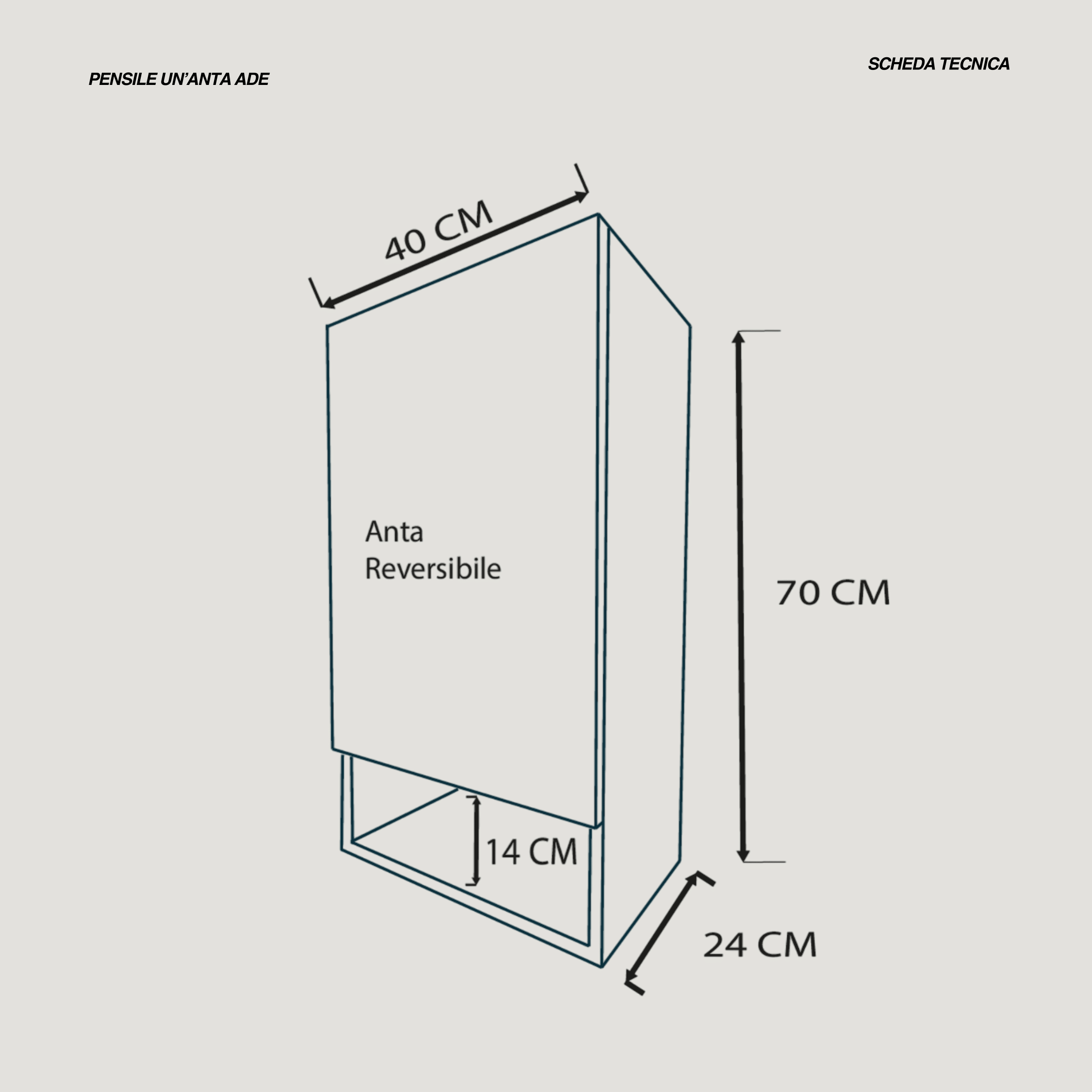Pensile Portaoggetti 40 Cm Cm Un'Anta Con Vano a Giorno "Ade" Larice Bianco