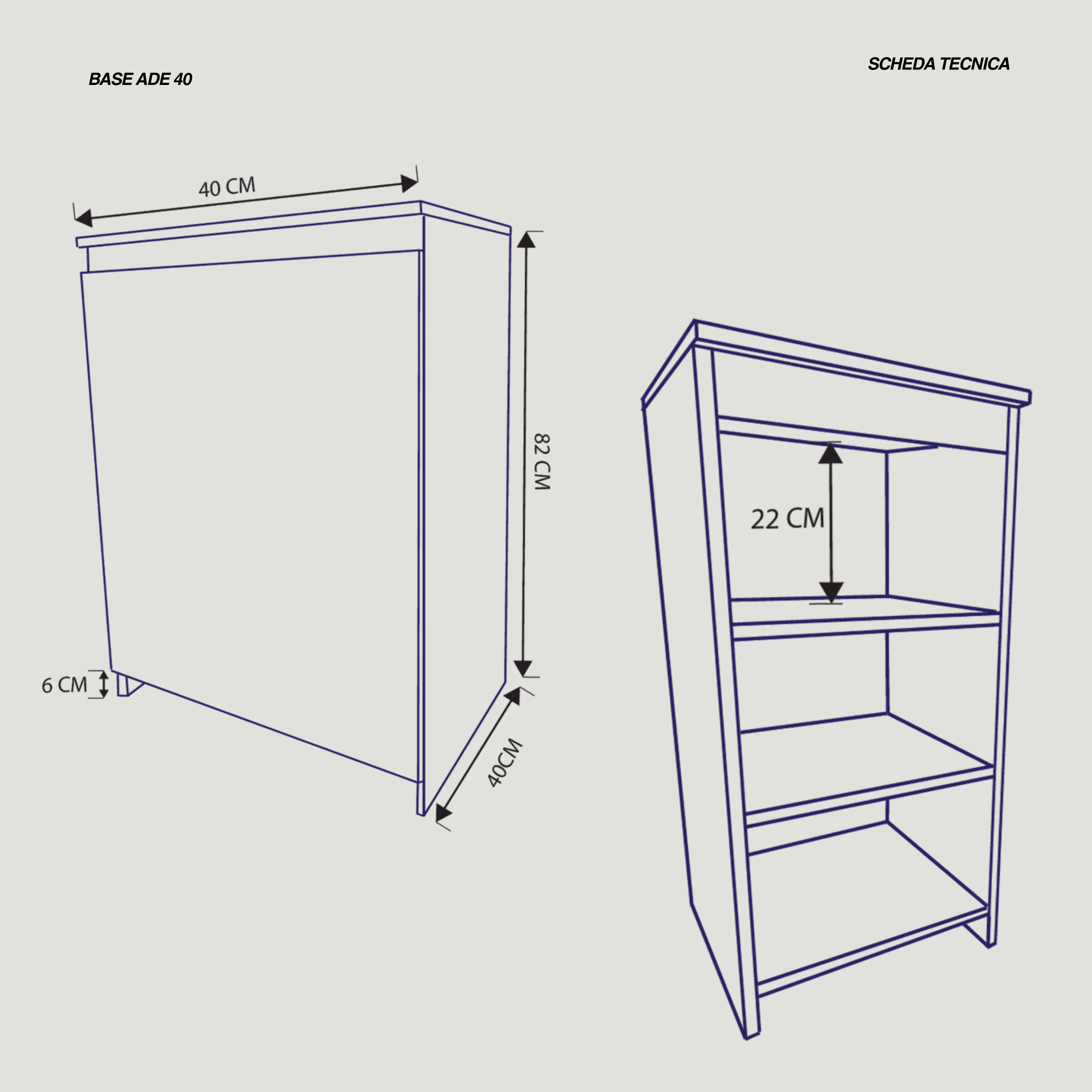 Base Multiuso a Terra 40 Cm Un'Anta "Ade" Larice Bianco