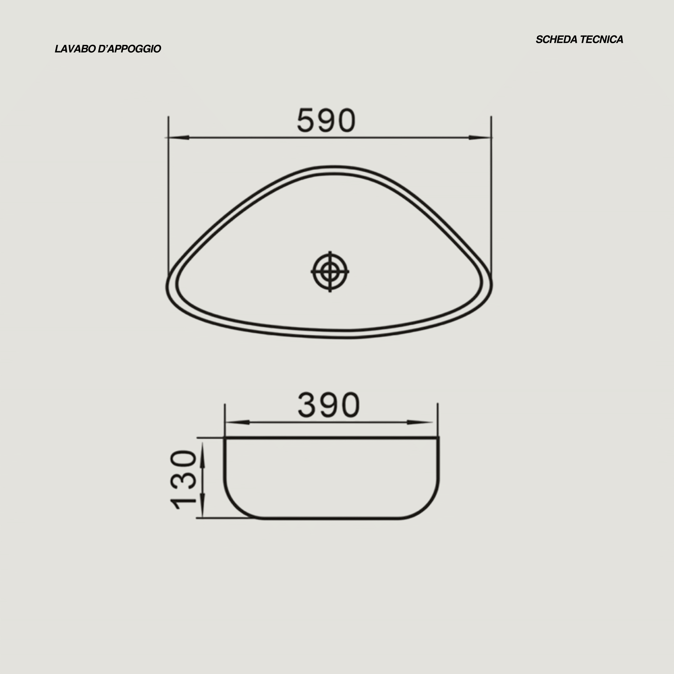 Lavabo D'Appoggio 59x39 Cm Bianco Lucido