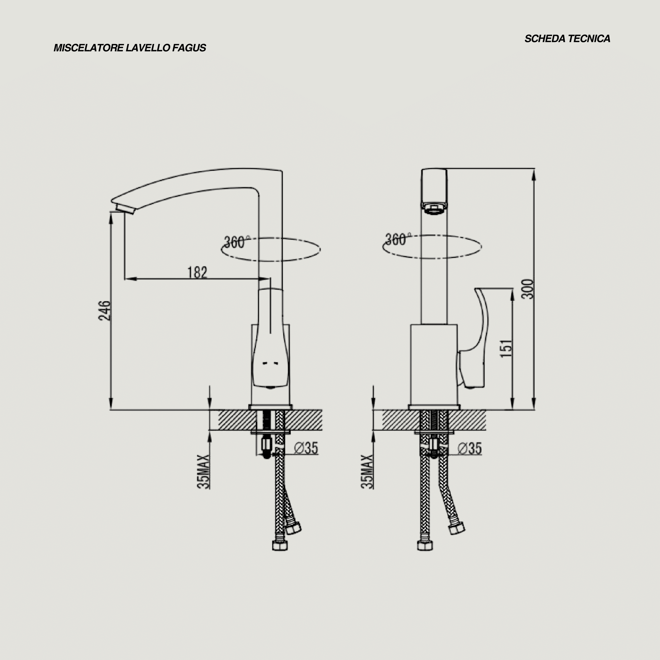 Miscelatore Lavello Monoforo Karag "Fagus" Cromo Lucido
