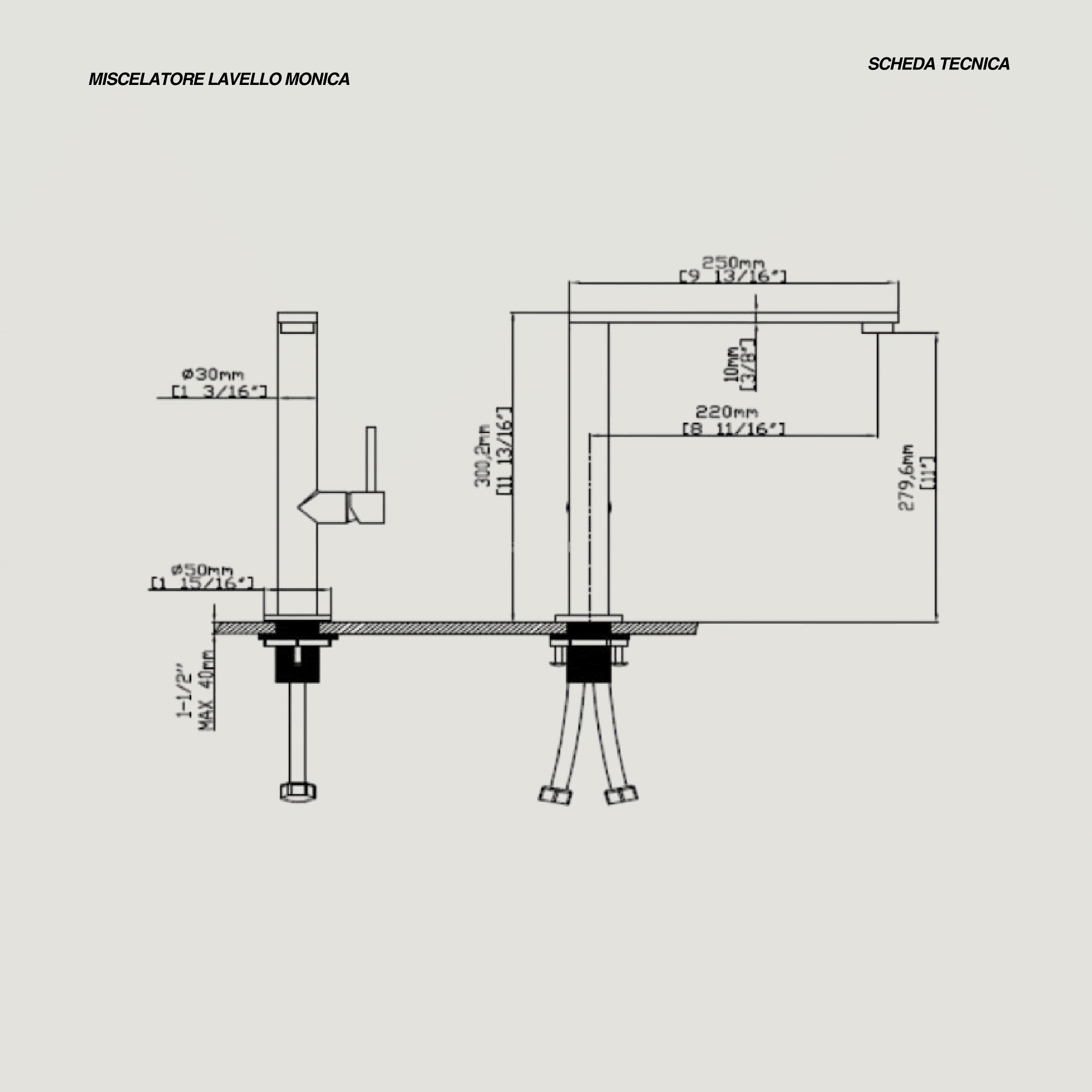 Miscelatore Lavello Monoforo Karag "Monica" Nero Opaco